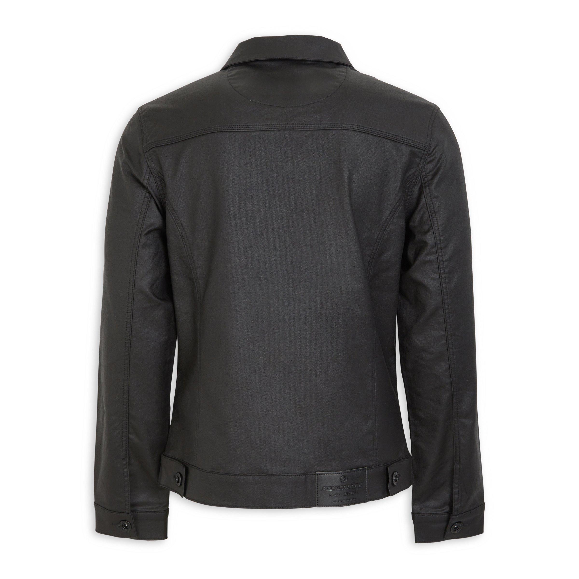 Black Coated Denim Trucker Jacket (3206171) | Hemisphere