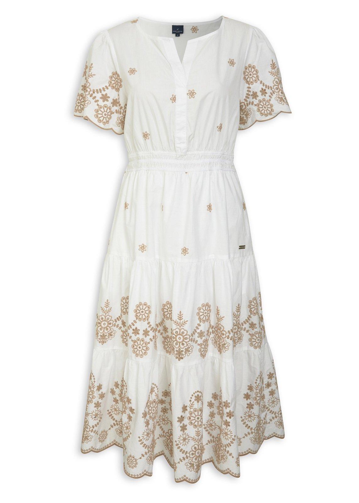 White Embroidered Fit and Flare Dress (3206576) | Daniel Hechter