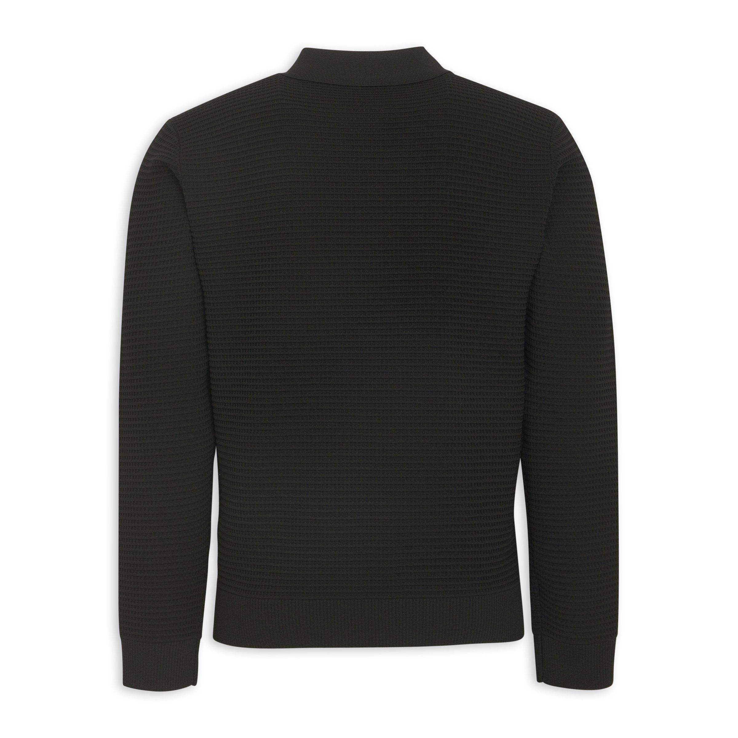 【新品タグ付き】SUIC GOLF ZIPUP SWEATSHIRT 黒 2 Black Zip-through Golfer Jersey (3207908) | Identity