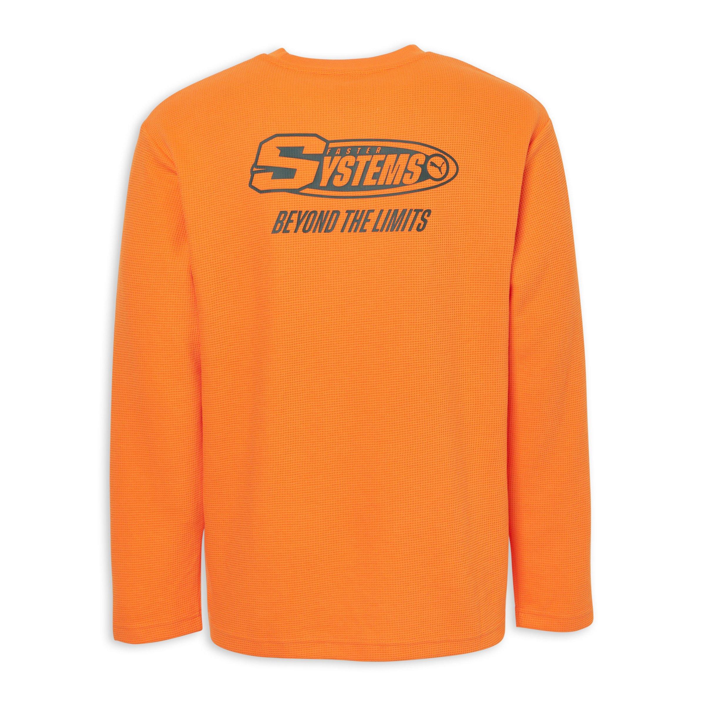 Orange Waffle Relaxed Long Sleeve Tee (3208652) | Puma