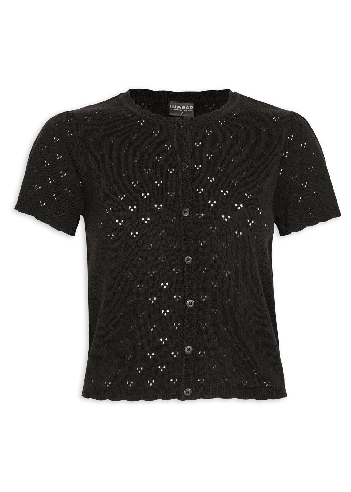 Black Short Sleeve Openwork Cardigan (3209722) | Inwear