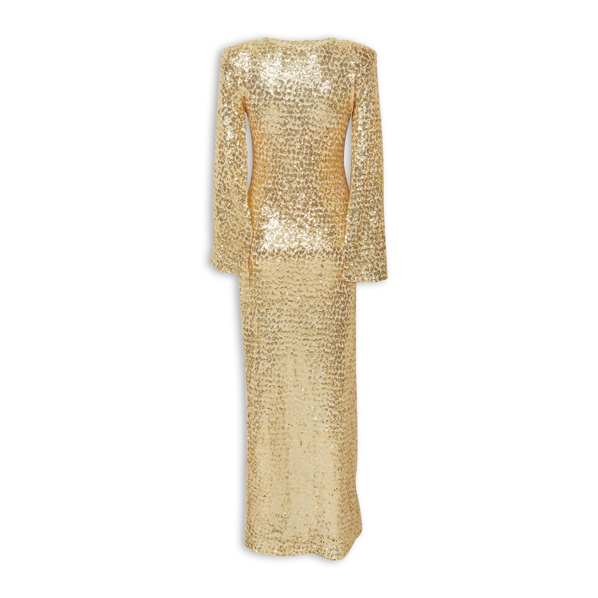 slim fit dress slacks Mac Duggal Sequined Cape Women's Sleeve Mini Dress - Gold main image 0