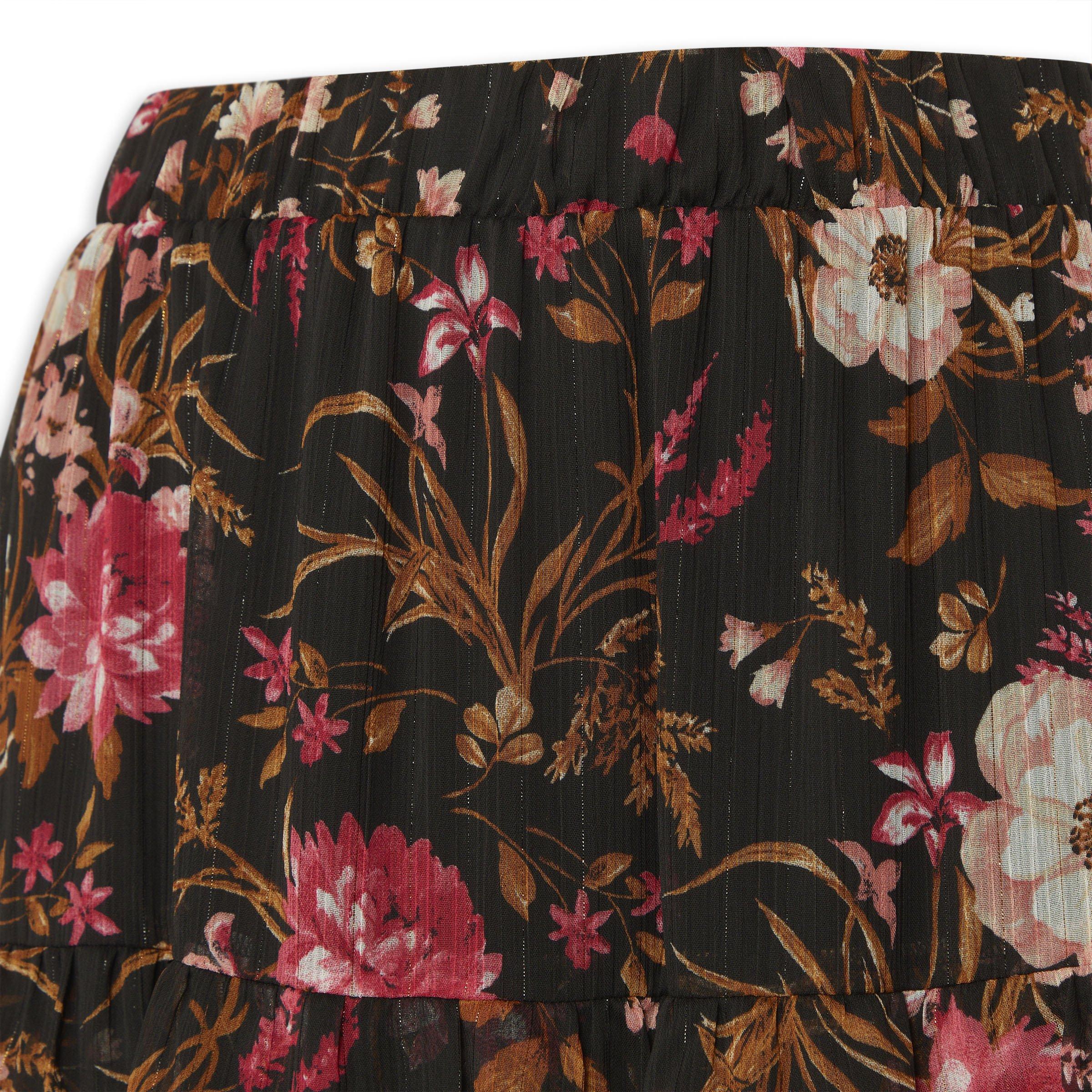 新品＊未使用＊タグ付＊UND LANDSCAPE PRINTSLIT SKIRT Black Tiered Floral Print Skirt (3210142) | Identity