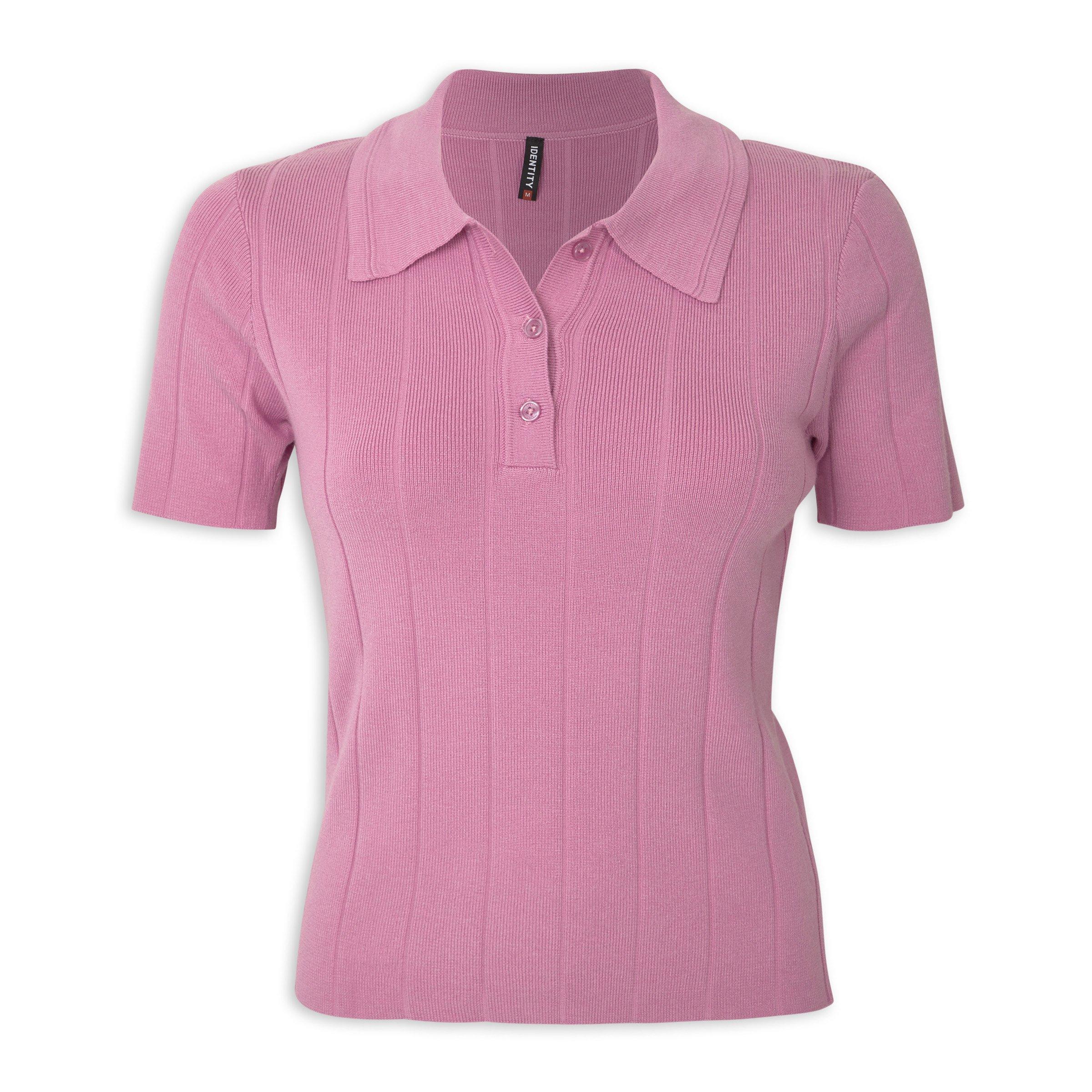 トップス Charmy collar top (Baby Pink) Pink Johnny Collar Fitted Knit Top (3210196) | Identity