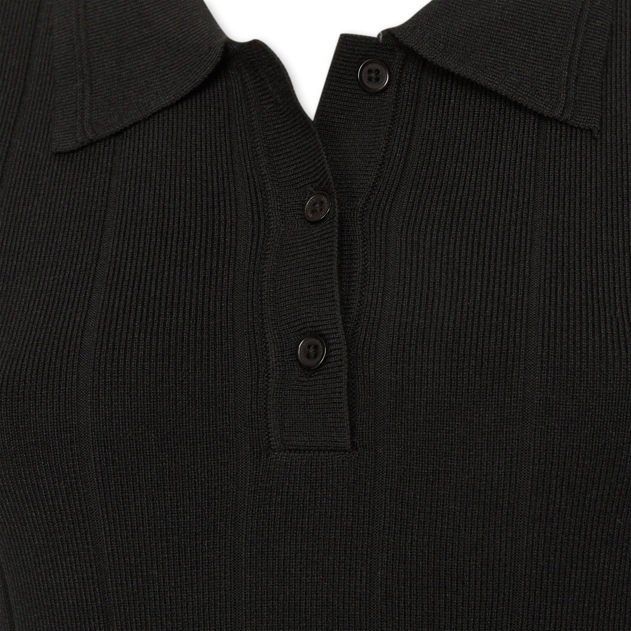 Black Ribbed Johnny Collar Top (3210197) | Identity
