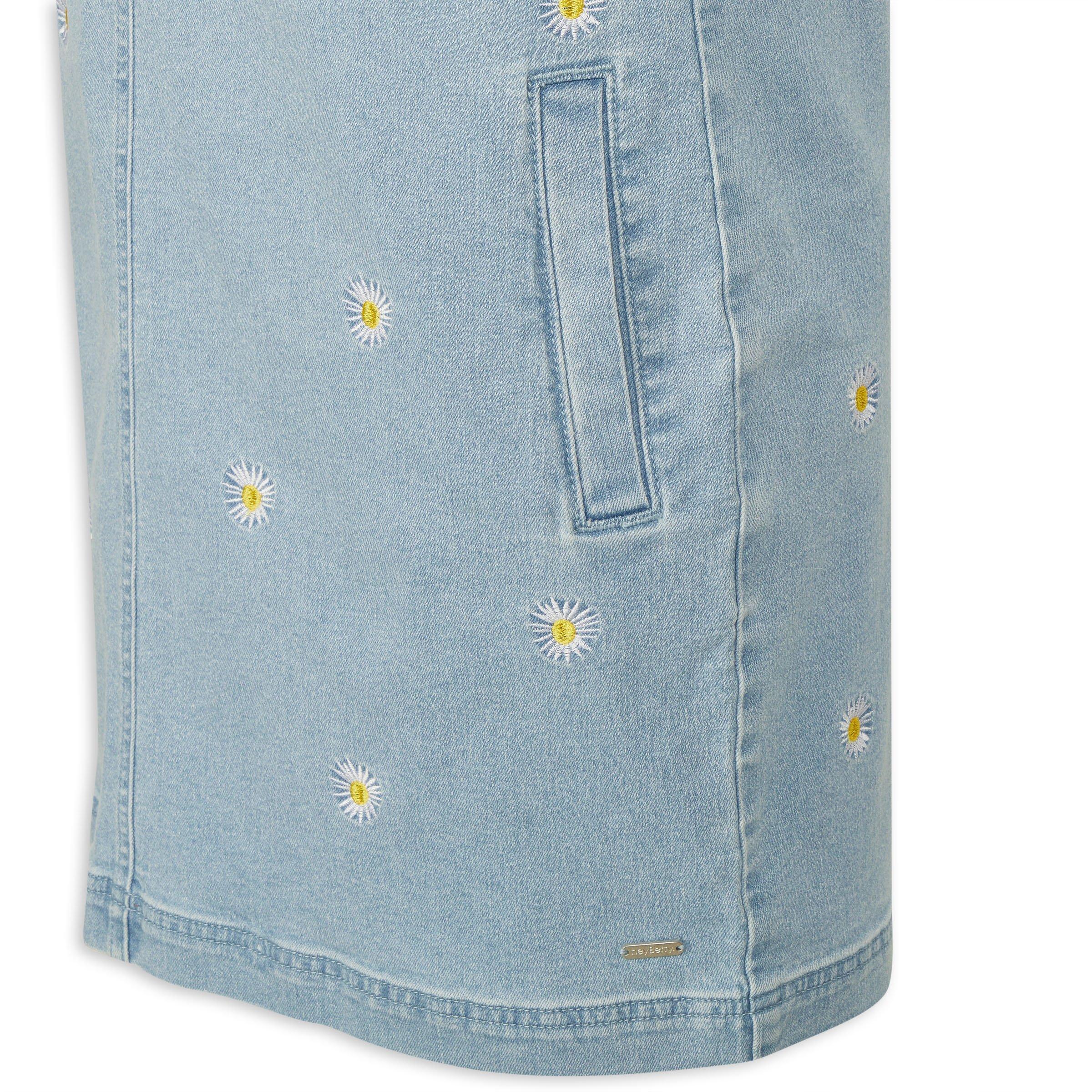 Blue Embroidered Pinafore Dress (3210412) | Hey Betty