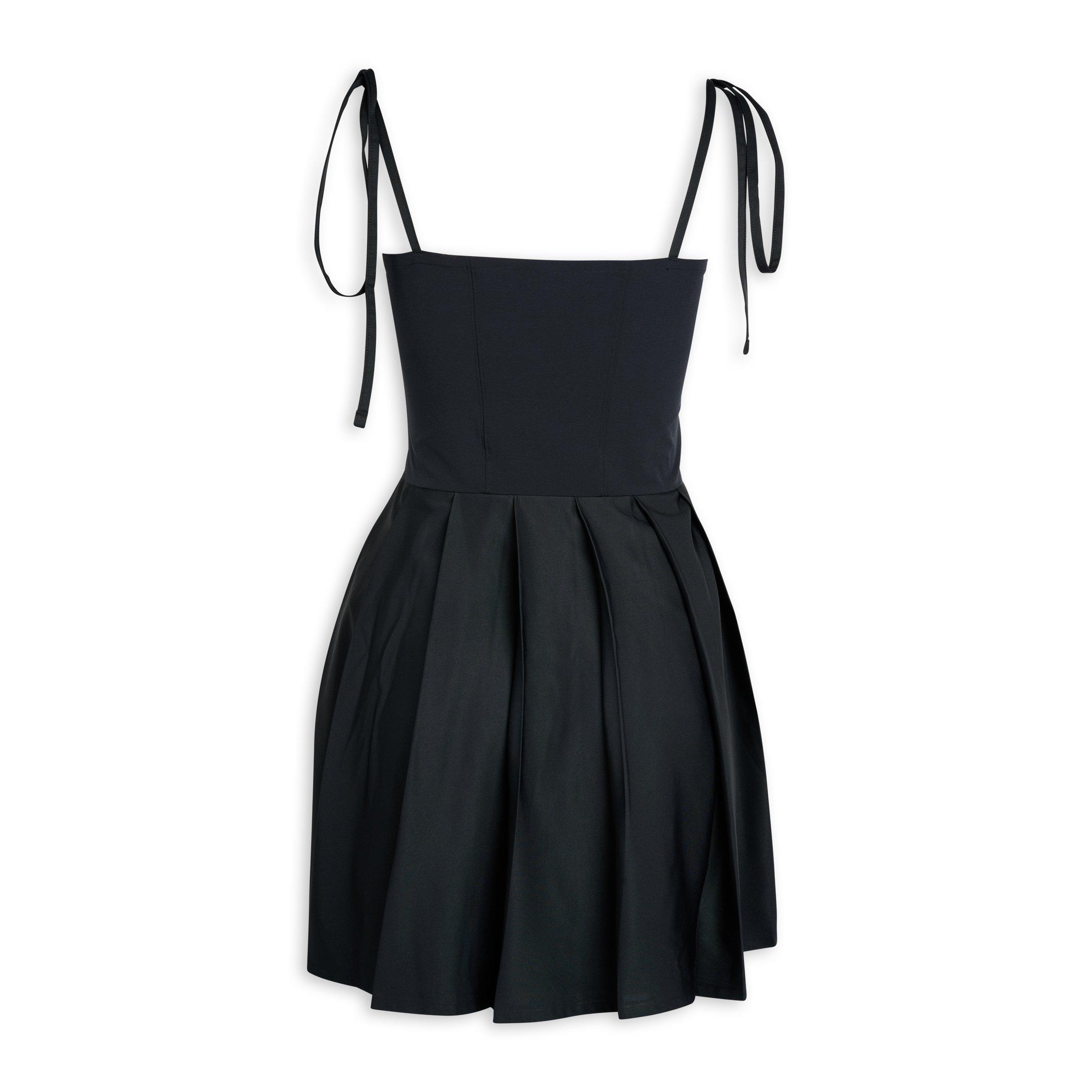 Black Ribbon Pleated Mini Dress (3210741) | Adidas