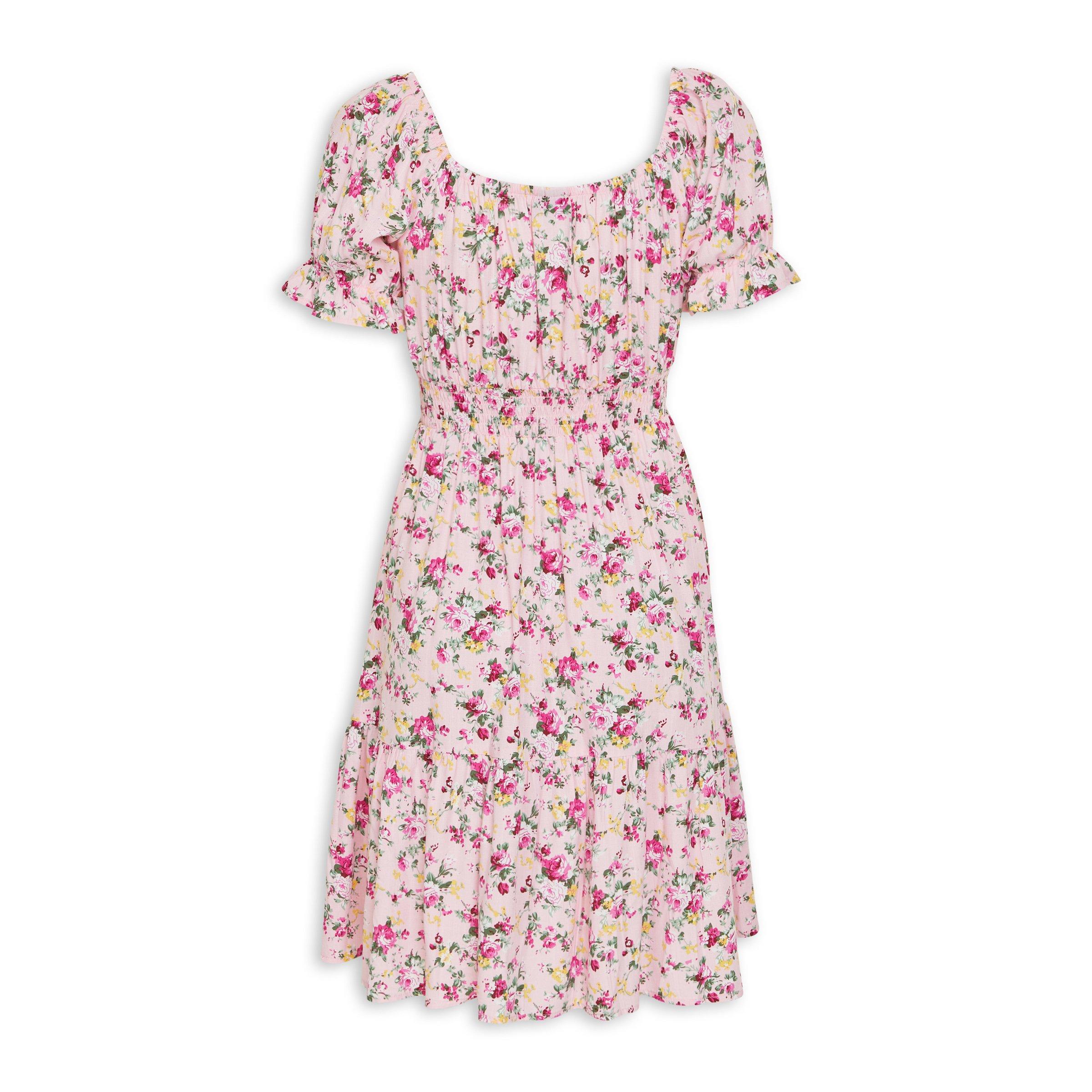 Pink Fit and Flare Floral Print Dress (3210945) | Identity