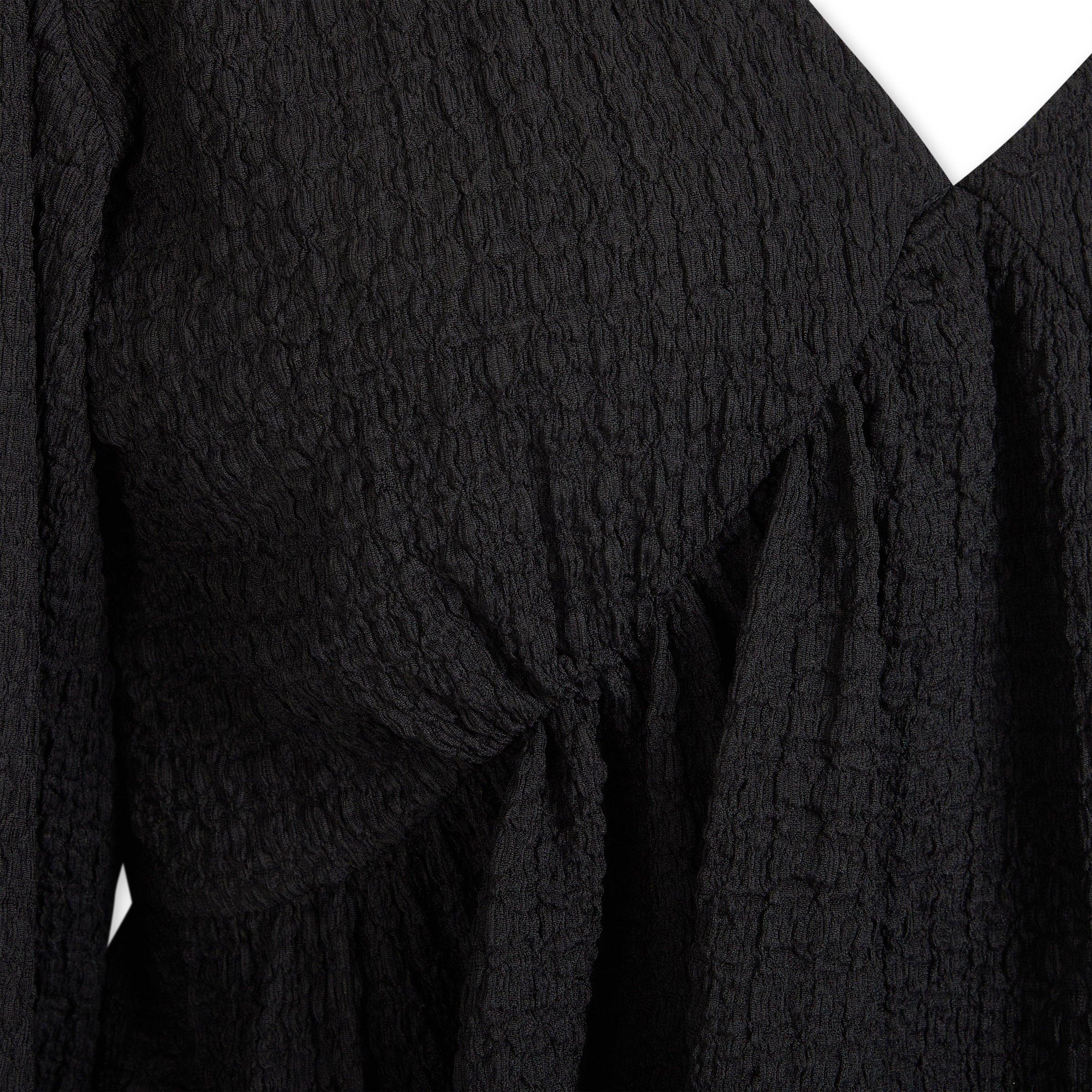 Black Textured Peplum Top (3211015) | Identity