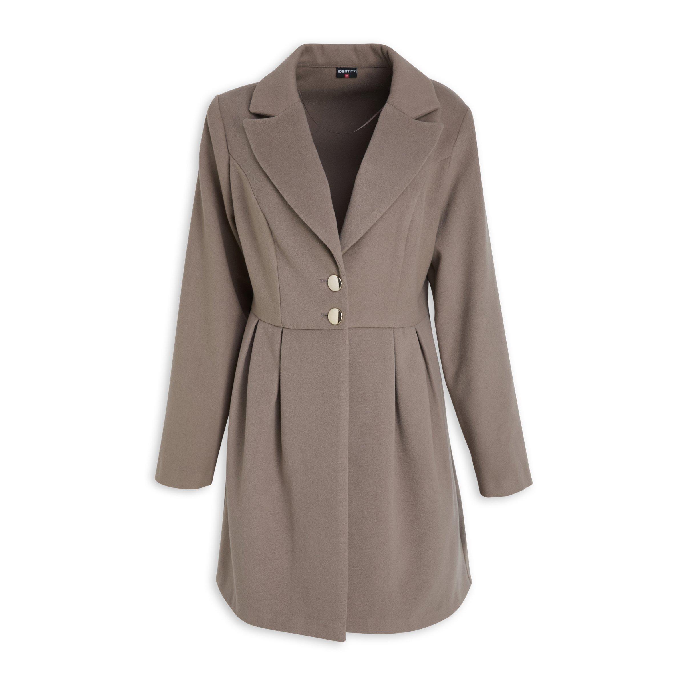 Brown Pleated Dress Coat (3212063) | Identity