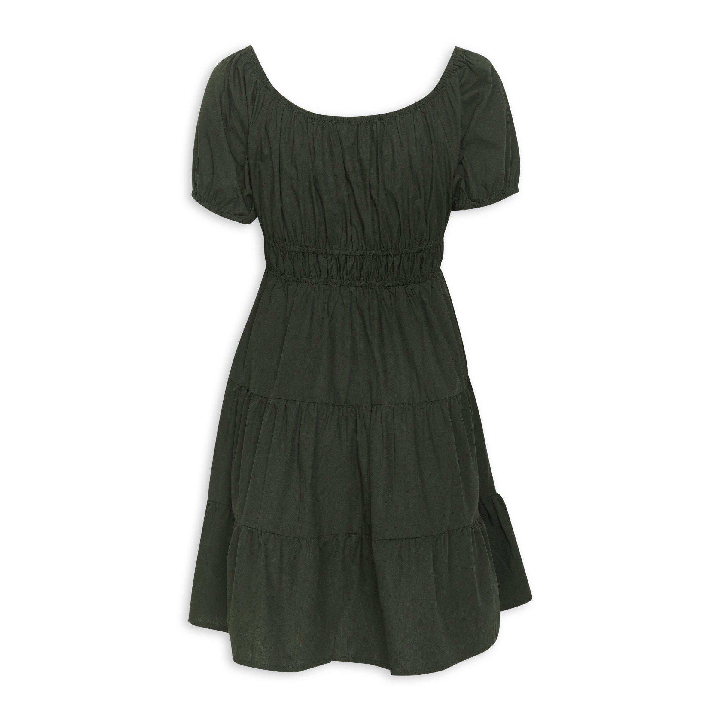 Khaki Green Fit and Flare Dress (3213118) | Identity