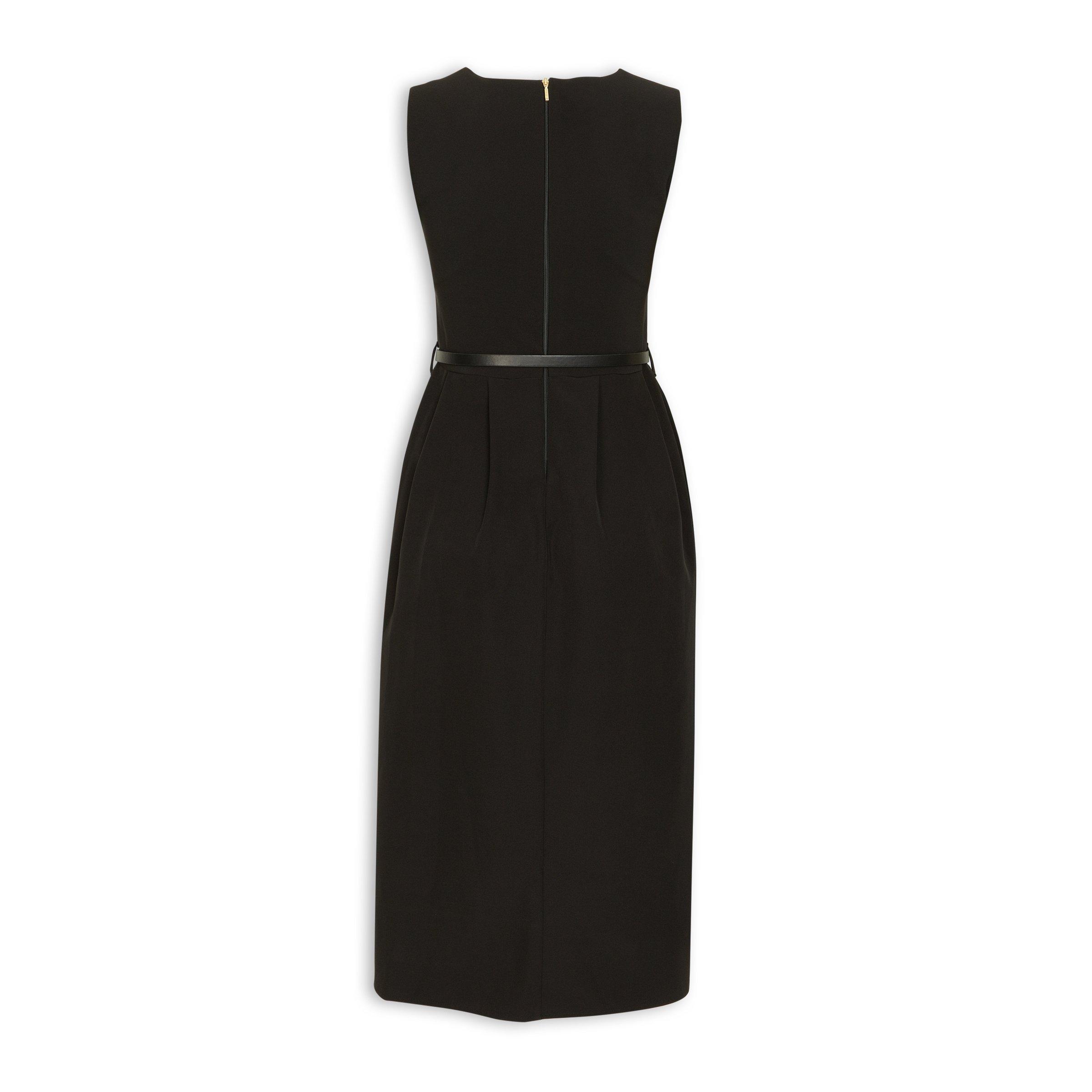 Black Pleat Belted Dress (3214599) | X&O Ladies