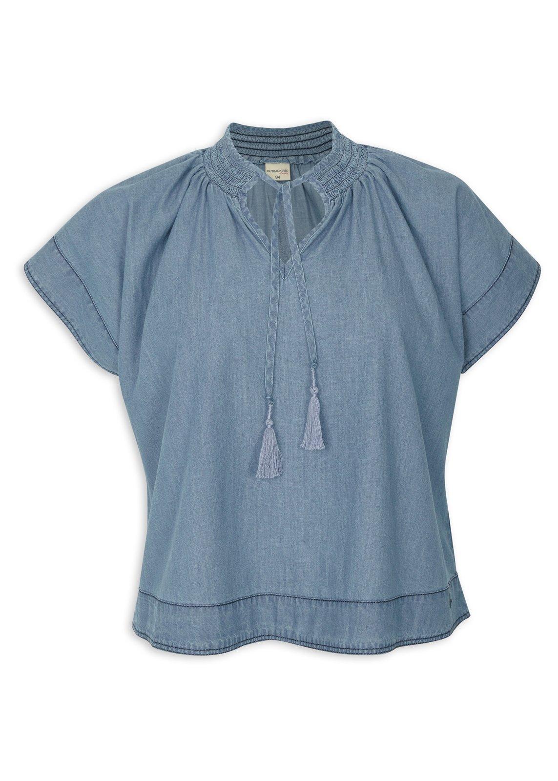 Blue Chambray Short Sleeve Blouse (3214755) | OUTBACK RED