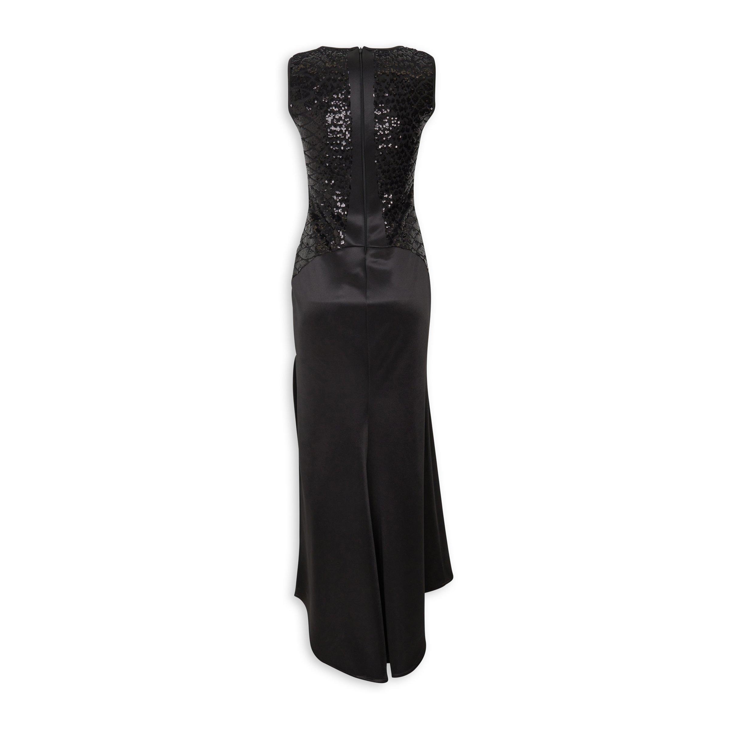 Black Satin Sequin Combo Dress (3215110) | Truworths
