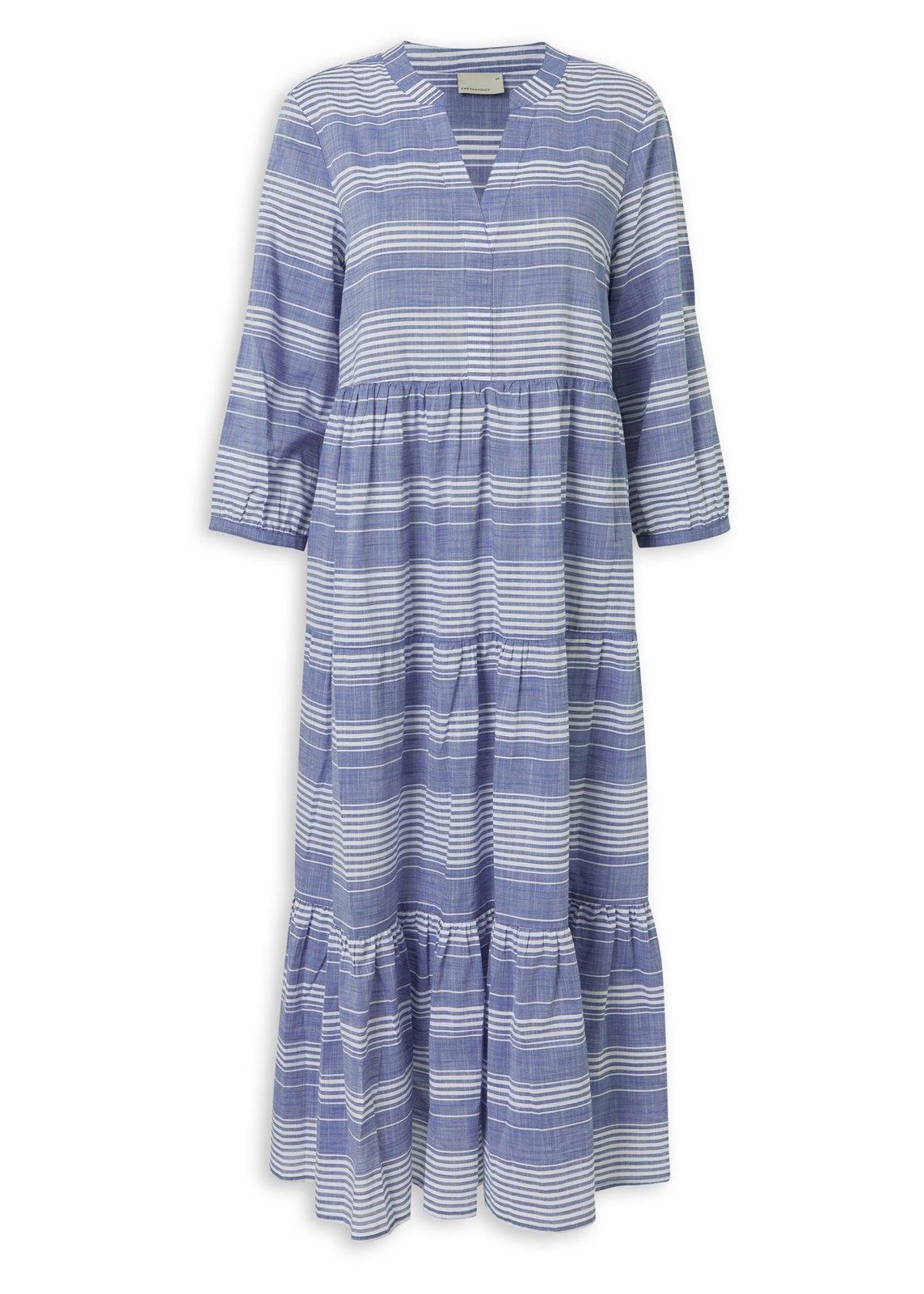 Blue Stripe tiered Voile Maxi Dress (3215577) | Earthaddict