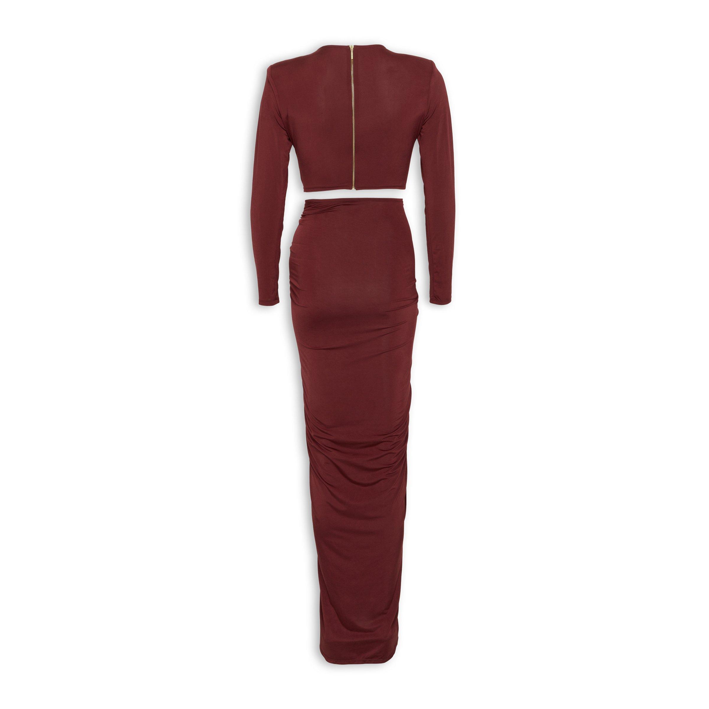 Burgundy Knotted Maxi Dress (3216256) | X&O Ladies