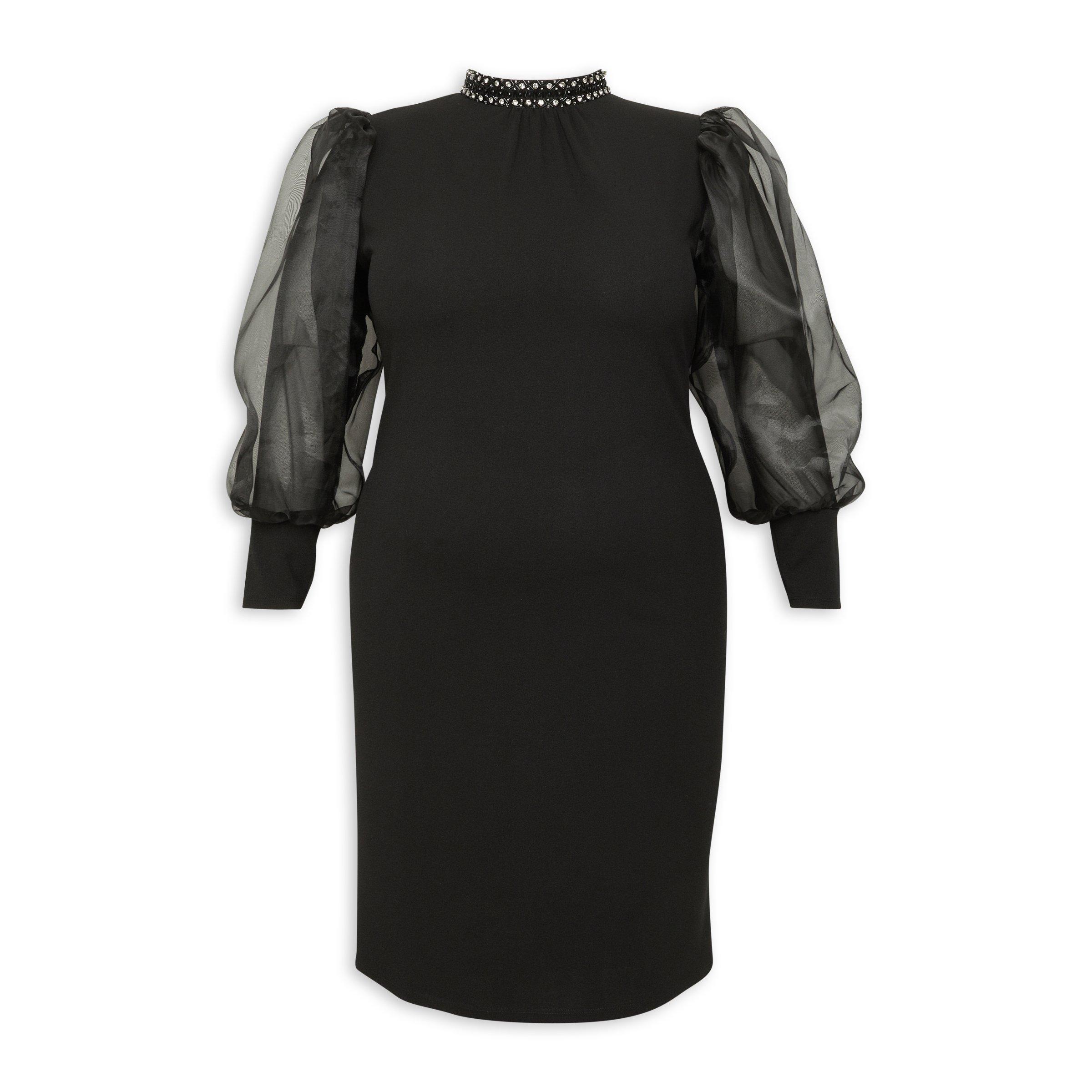 Black Plus Size Embellished Trim Dress (3217066) | Zeta