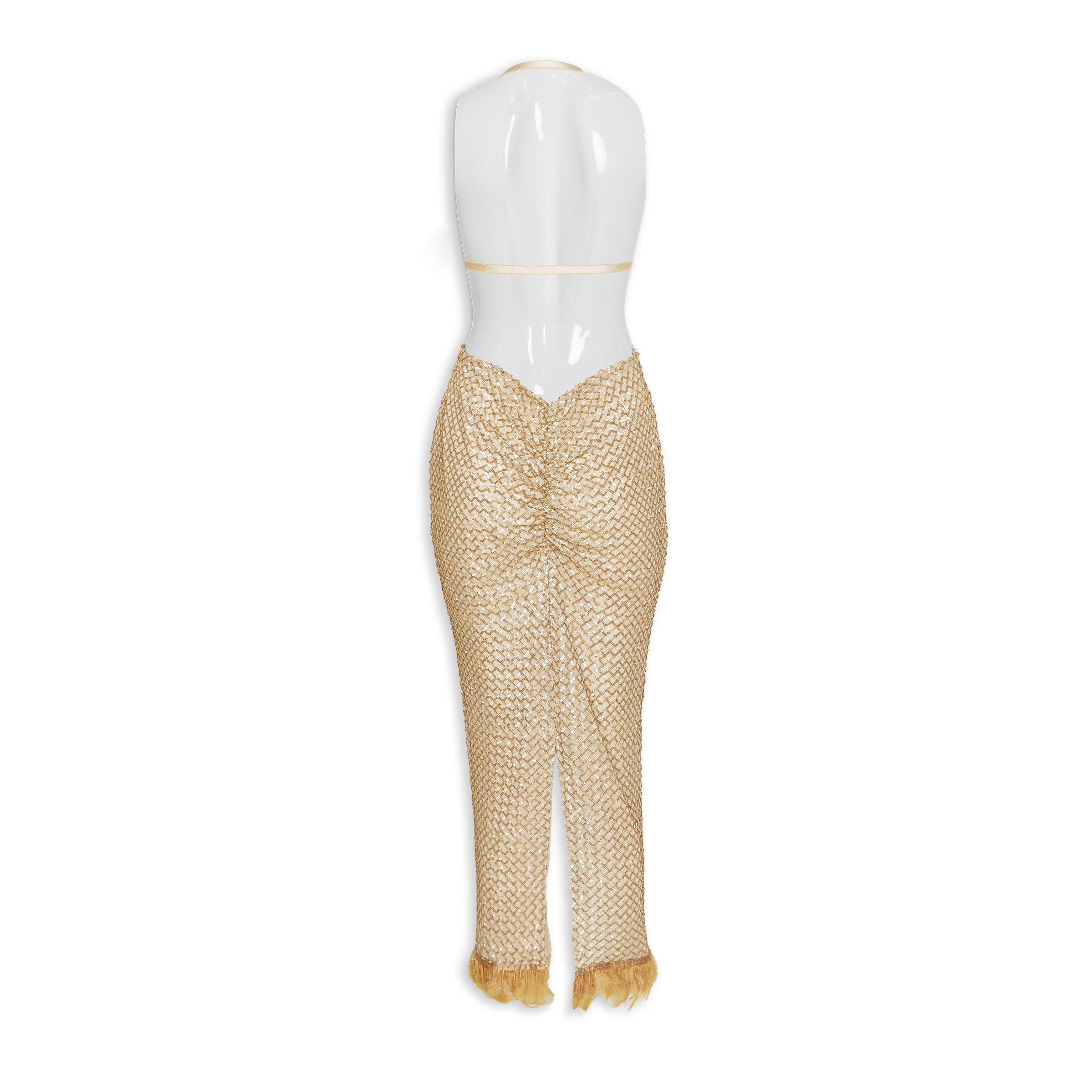 Gold Feather Detail Dress (3217854) | Phenomena