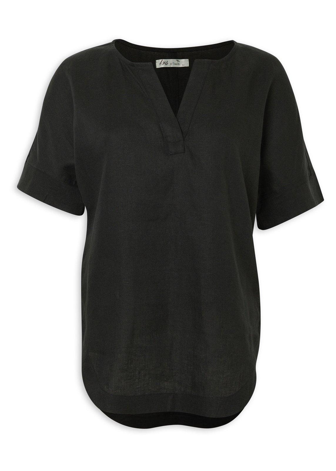 Black Linen Top (3218222) | TRS