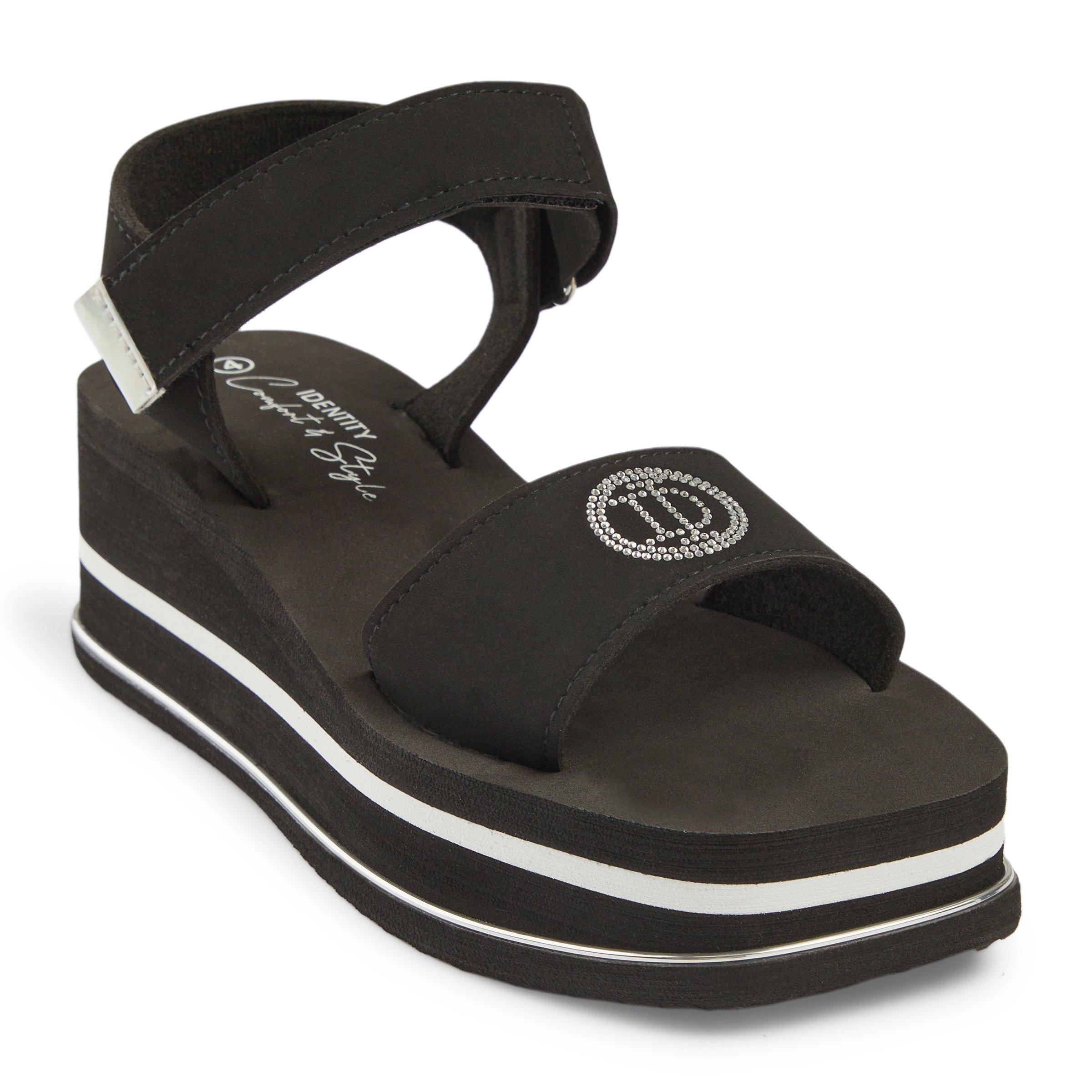 Black Square Toe Wedge Sandals (3218681) | Identity