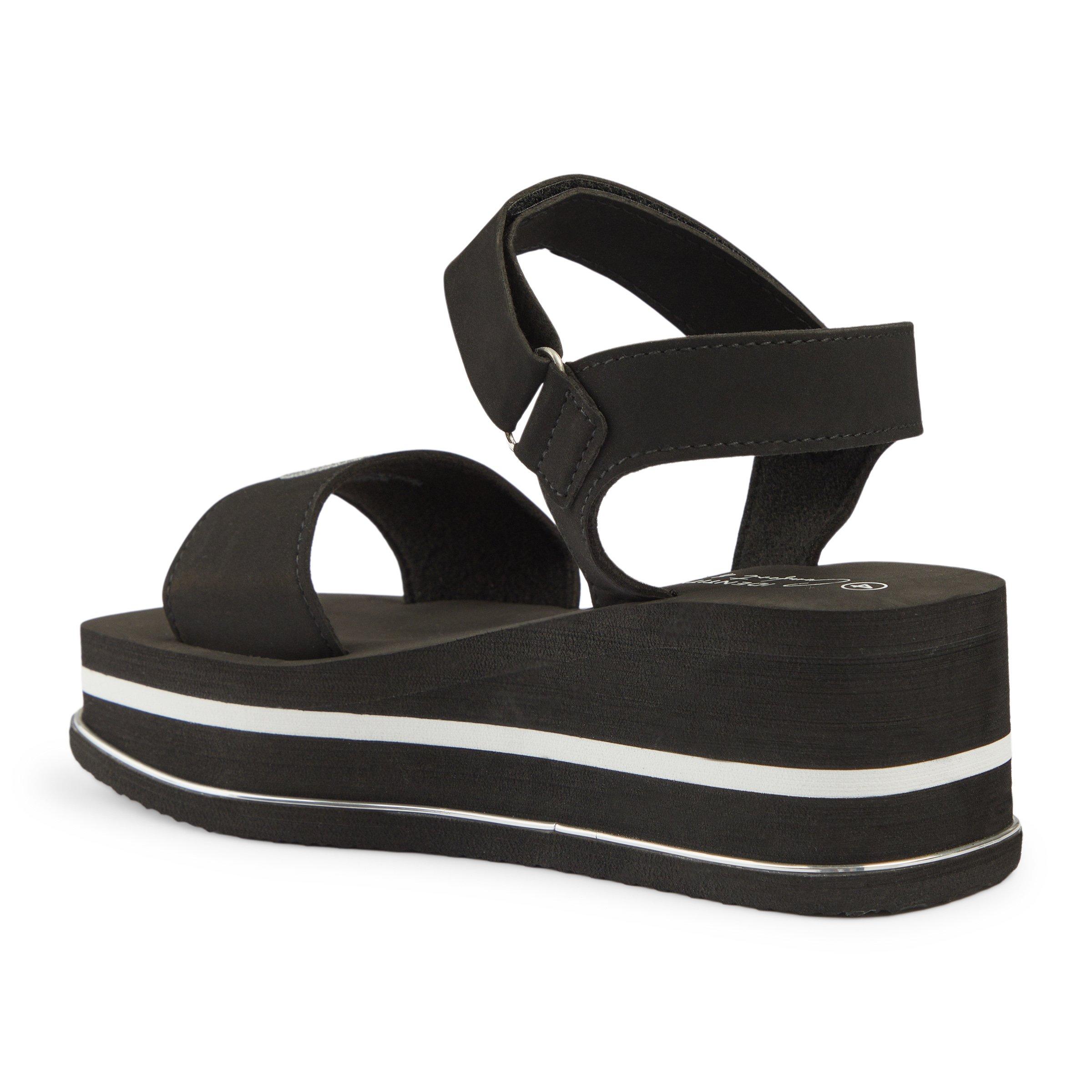 Black Square Toe Wedge Sandals (3218681) | Identity