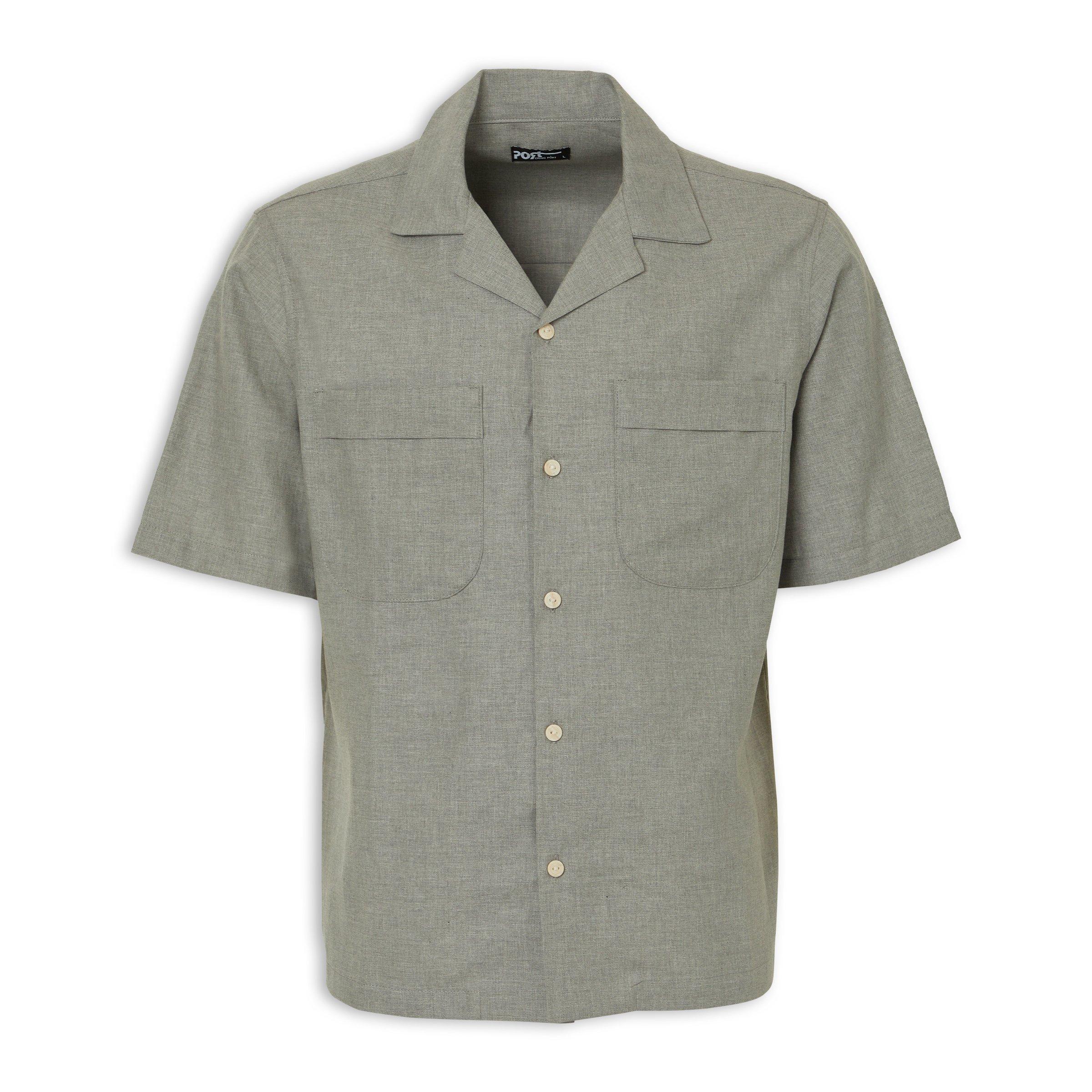 Grey Linen Flap Pocket Shirt (3218699) | Port