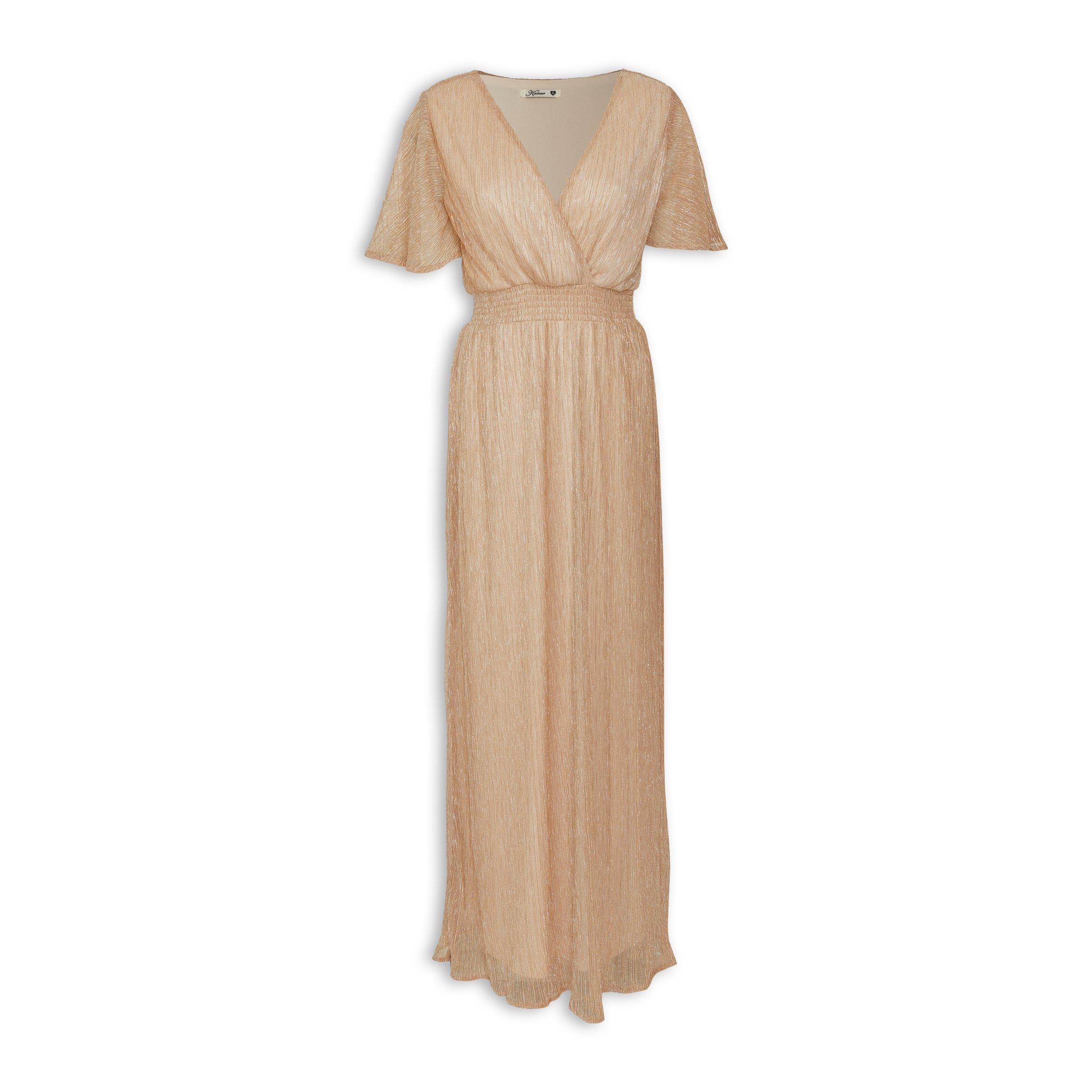 Rose Gold Pleated Maxi Dress (3219464) | Kameo