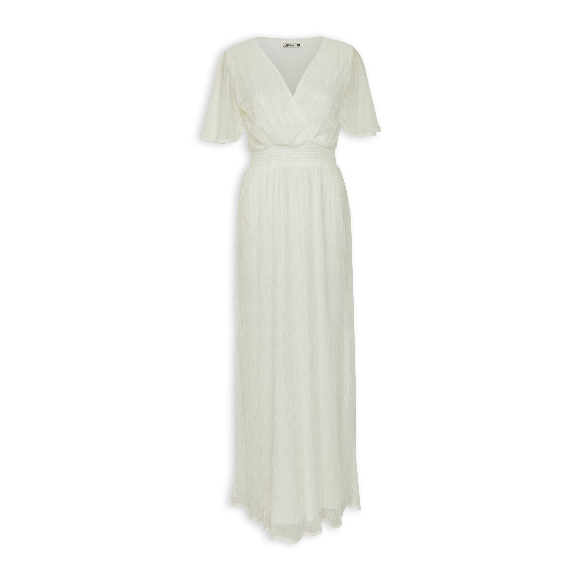 White Pleated Maxi Dress (3219465) | Kameo