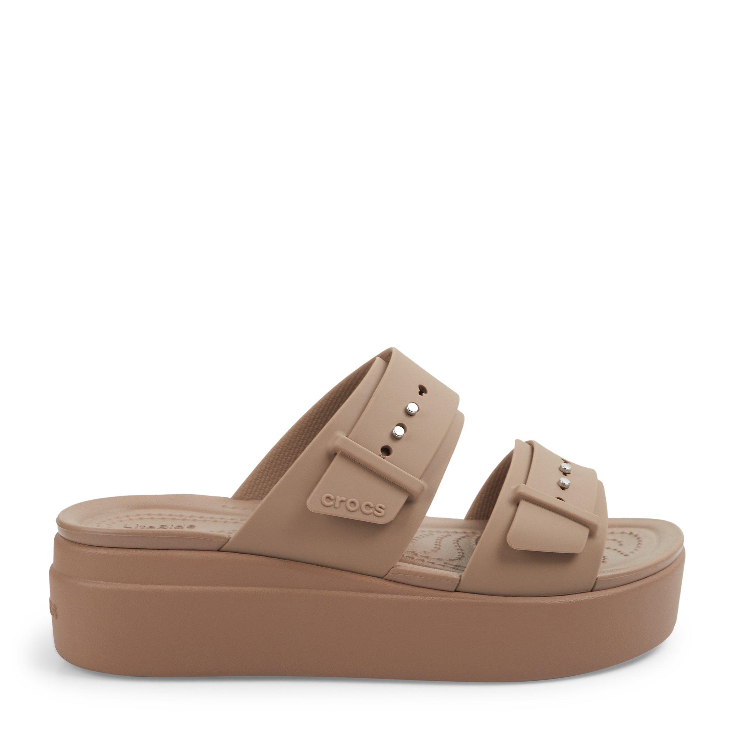 Beige Brooklyn Buckle Low Wedge Sandal (3219734) | Crocs