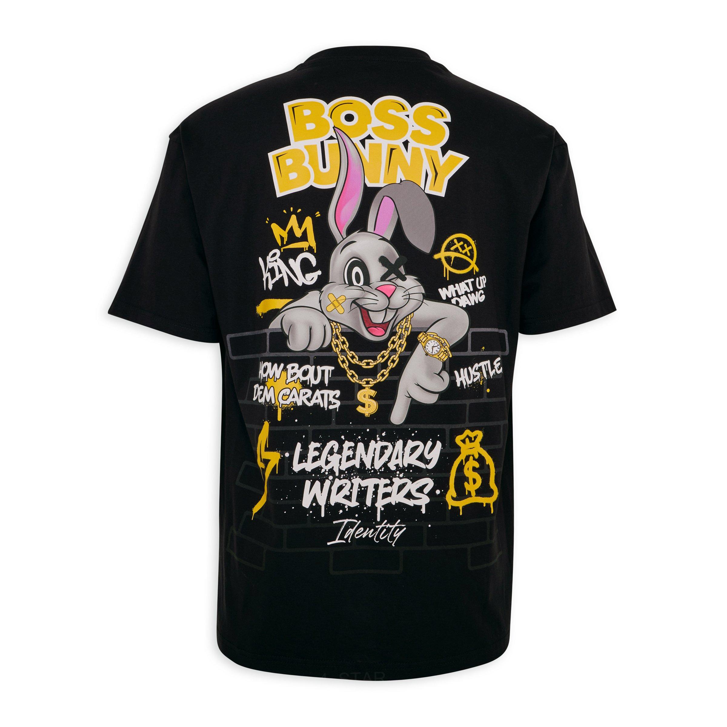 Black Back and Front Print T-shirt (3220790) | Identity