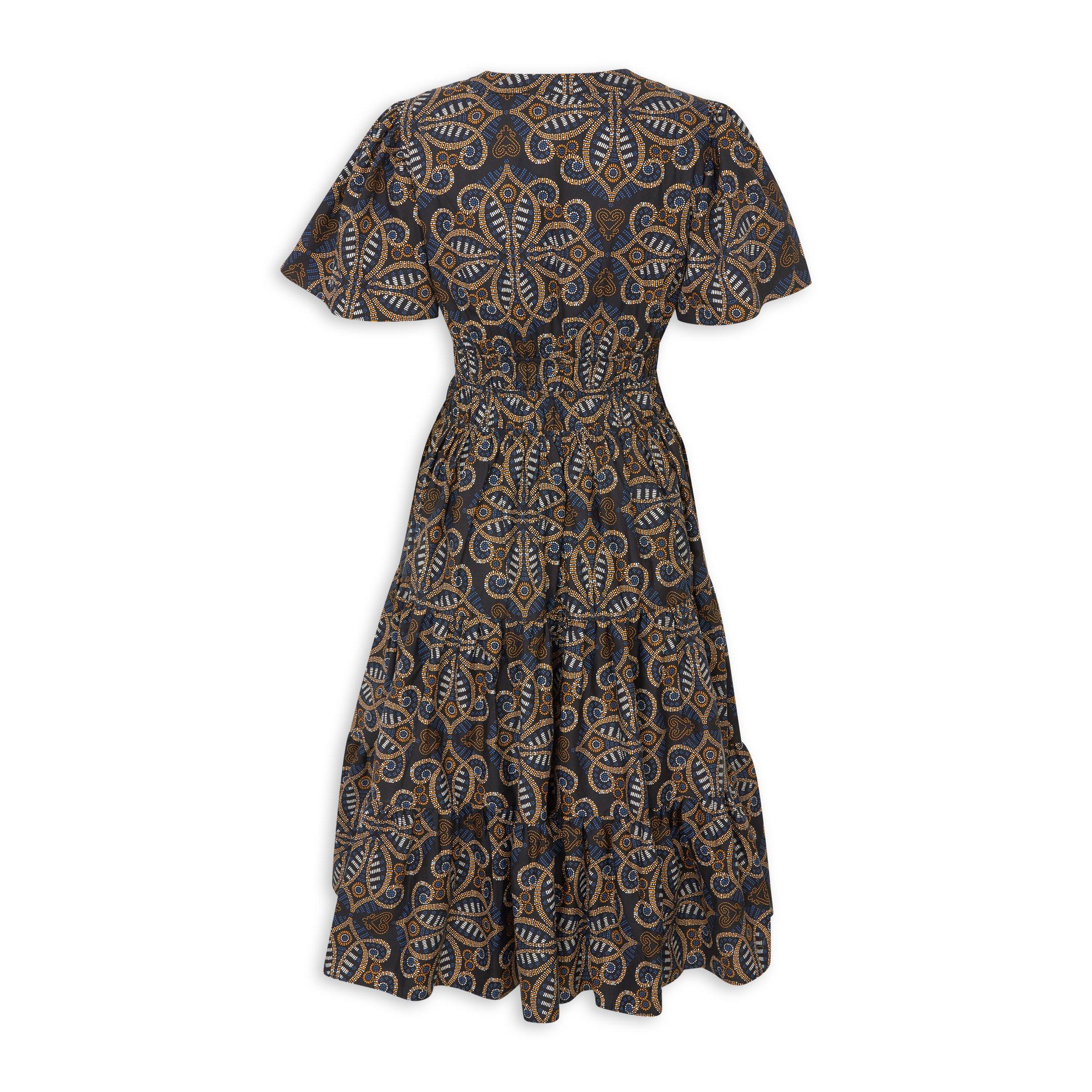Blue Multi Print Tiered Dress (3220865) | Ginger Mary
