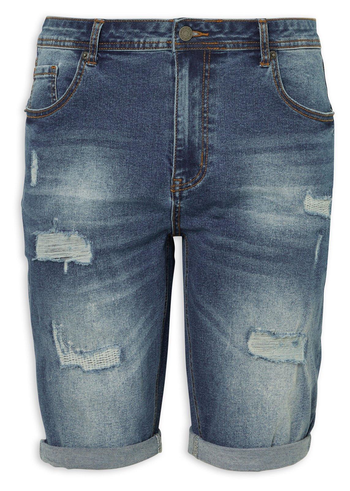 Indigo Ripped Denim Shorts (3220951) | UZZI