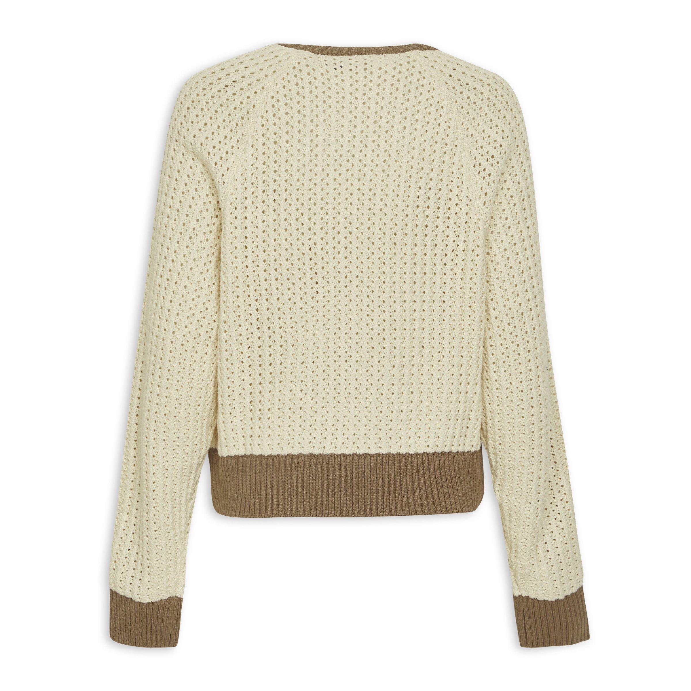 Cream Adicolor Knitted Crew Sweatshirt (3221611) | Adidas