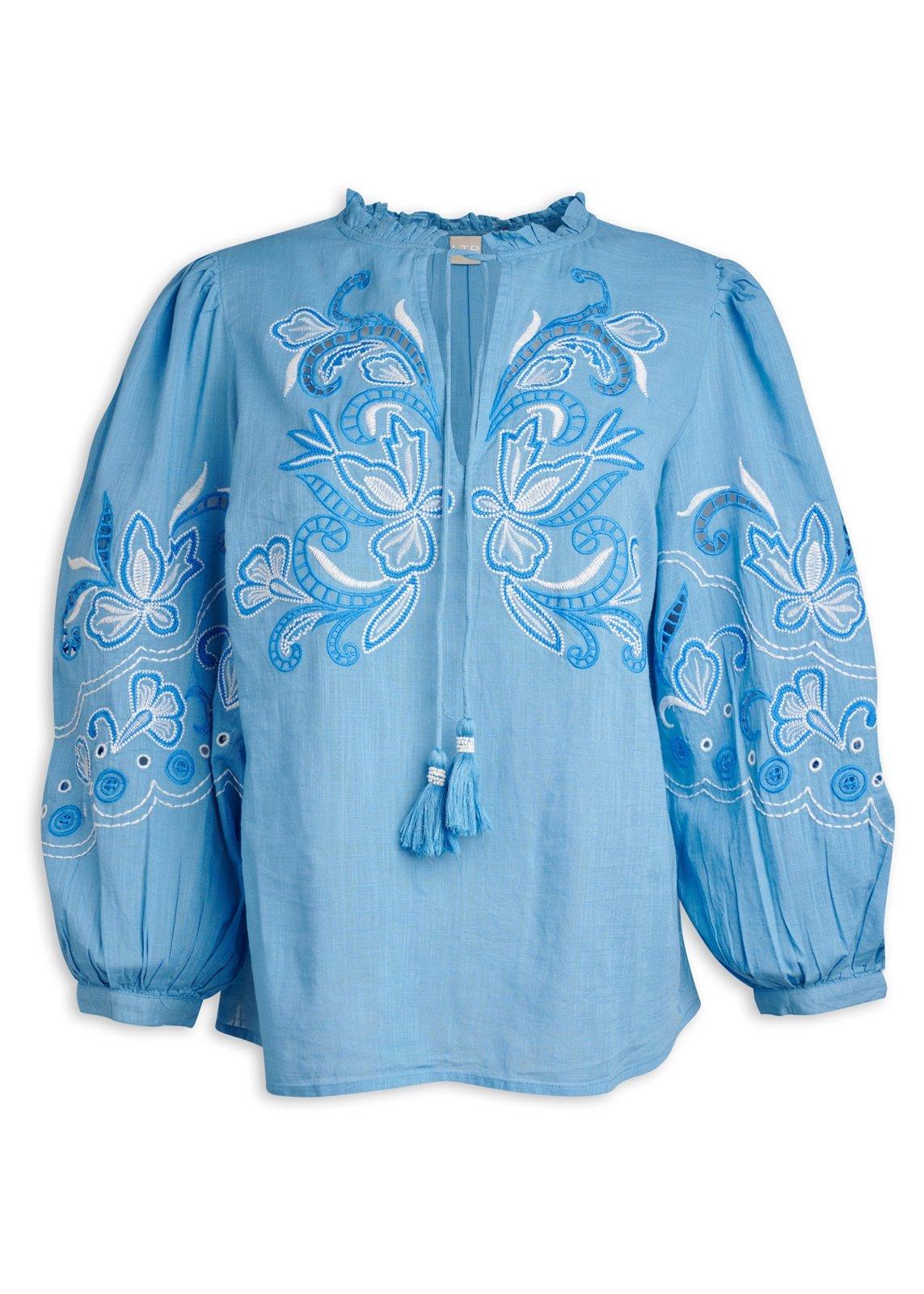 Blue Embroidered Blouse (3221667) | LTD Woman