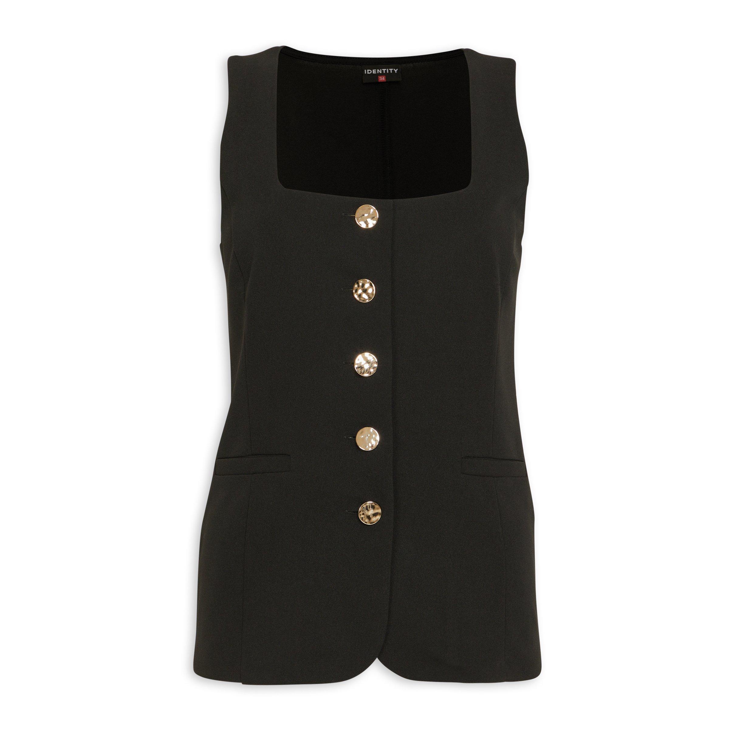 Black Crepe Waistcoat Top (3221793) | Identity