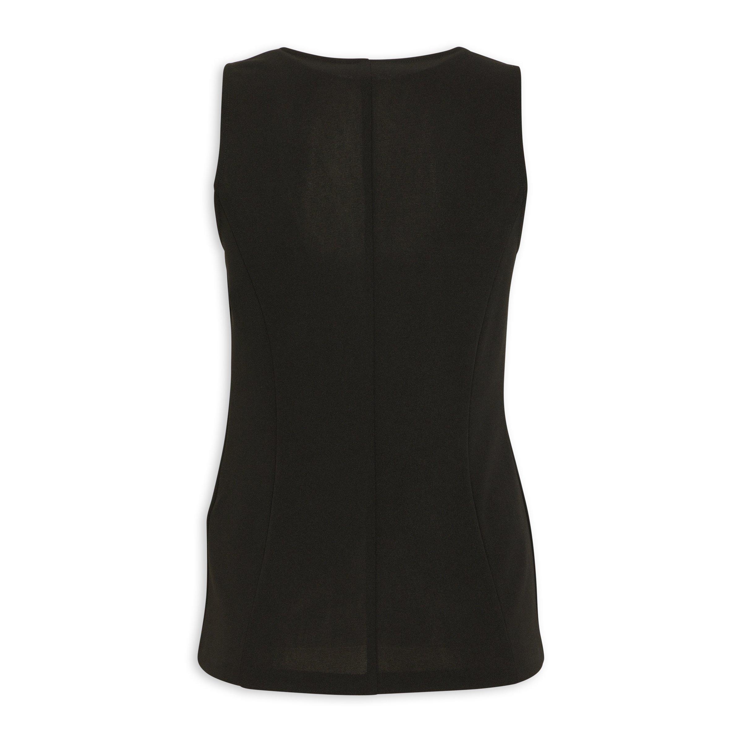 Black Crepe Waistcoat Top (3221793) | Identity