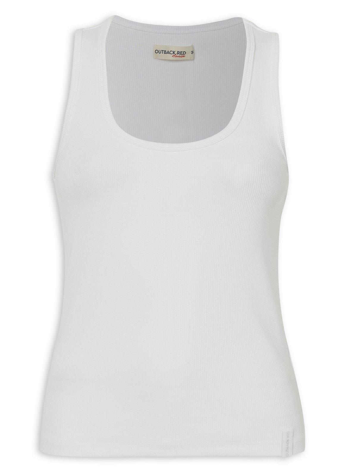 White Scoop Neck Rib Vest (3222312) | OUTBACK RED