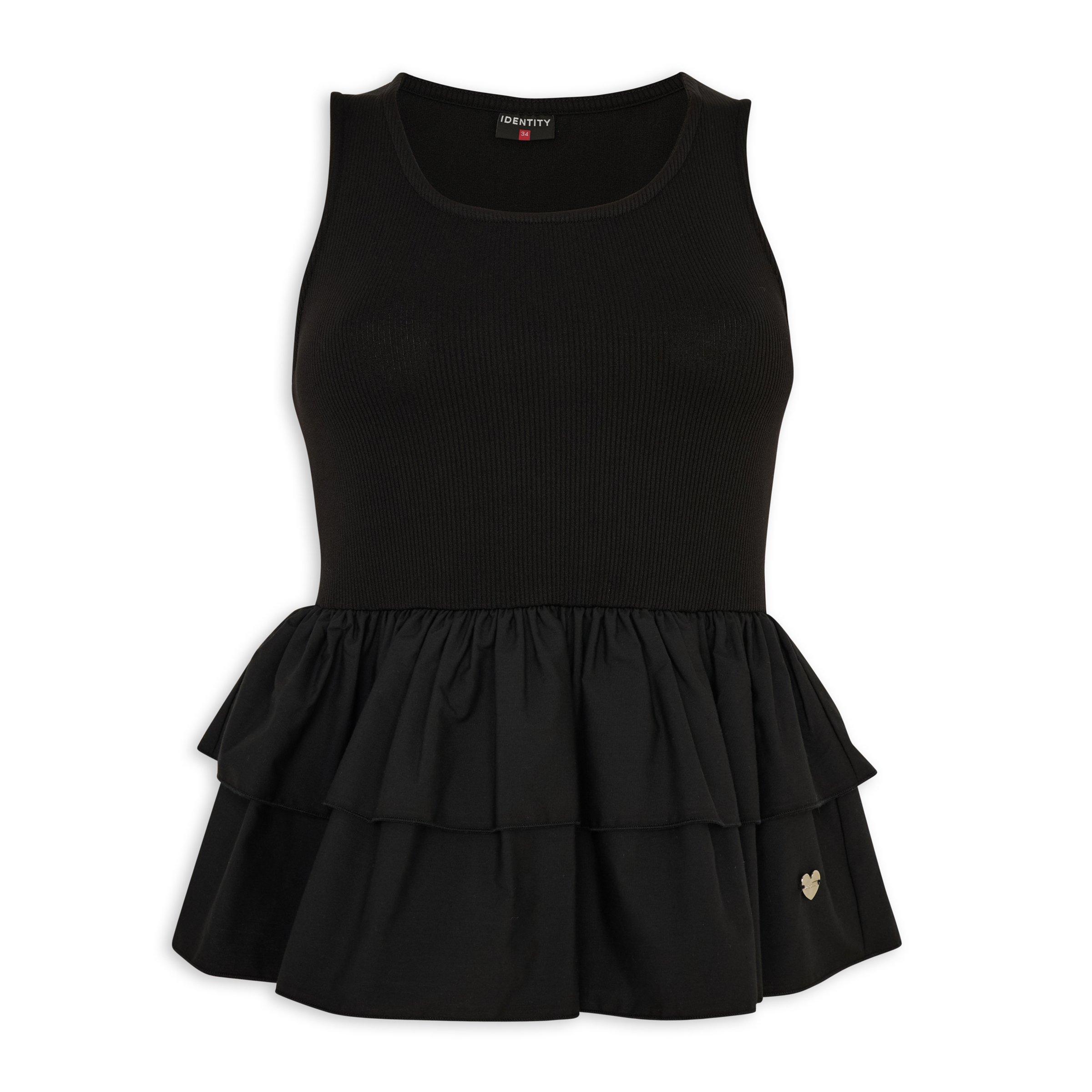 Black Combo Peplum Top (3222363) | Identity