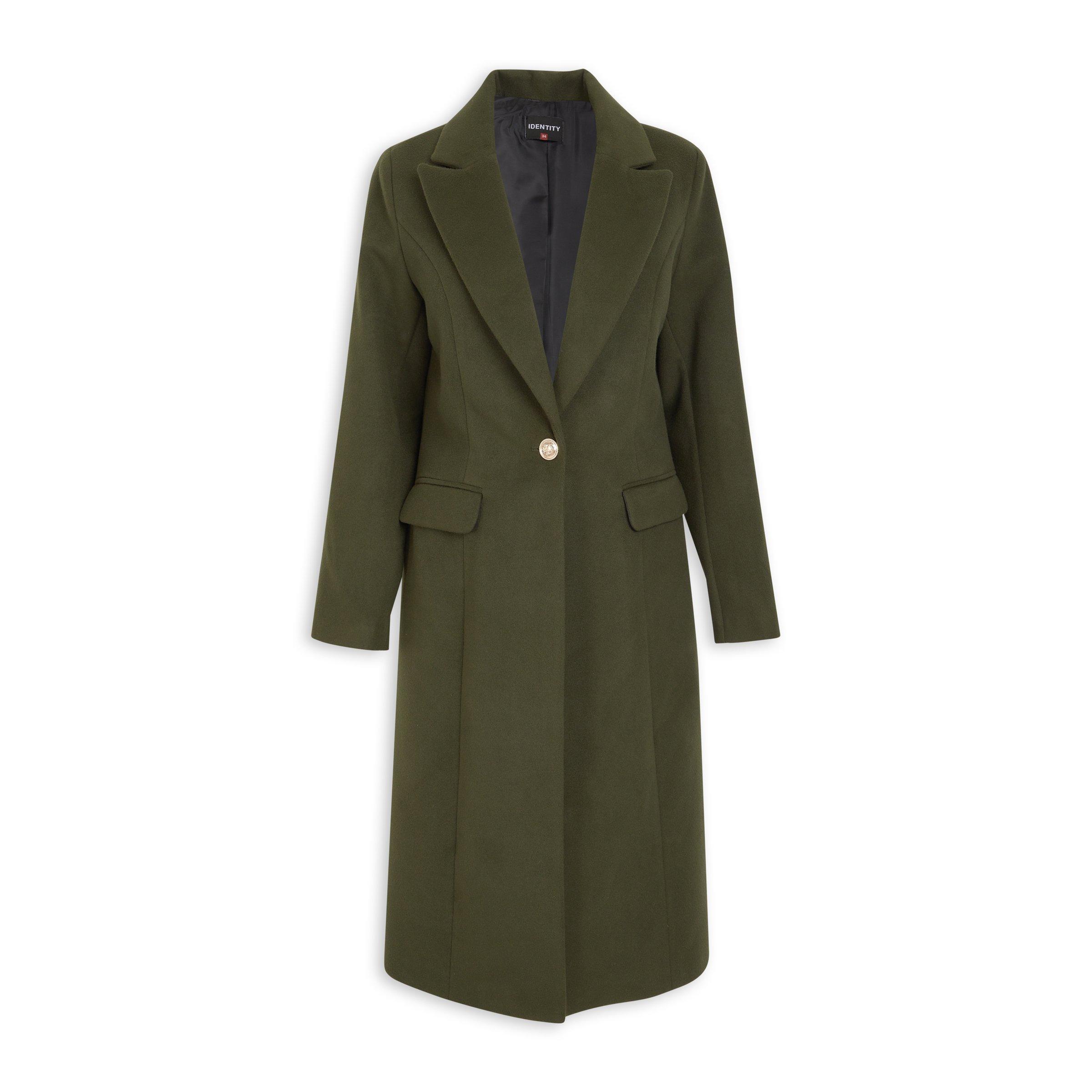 Khaki Green Coat with Slit (3222893) | Identity