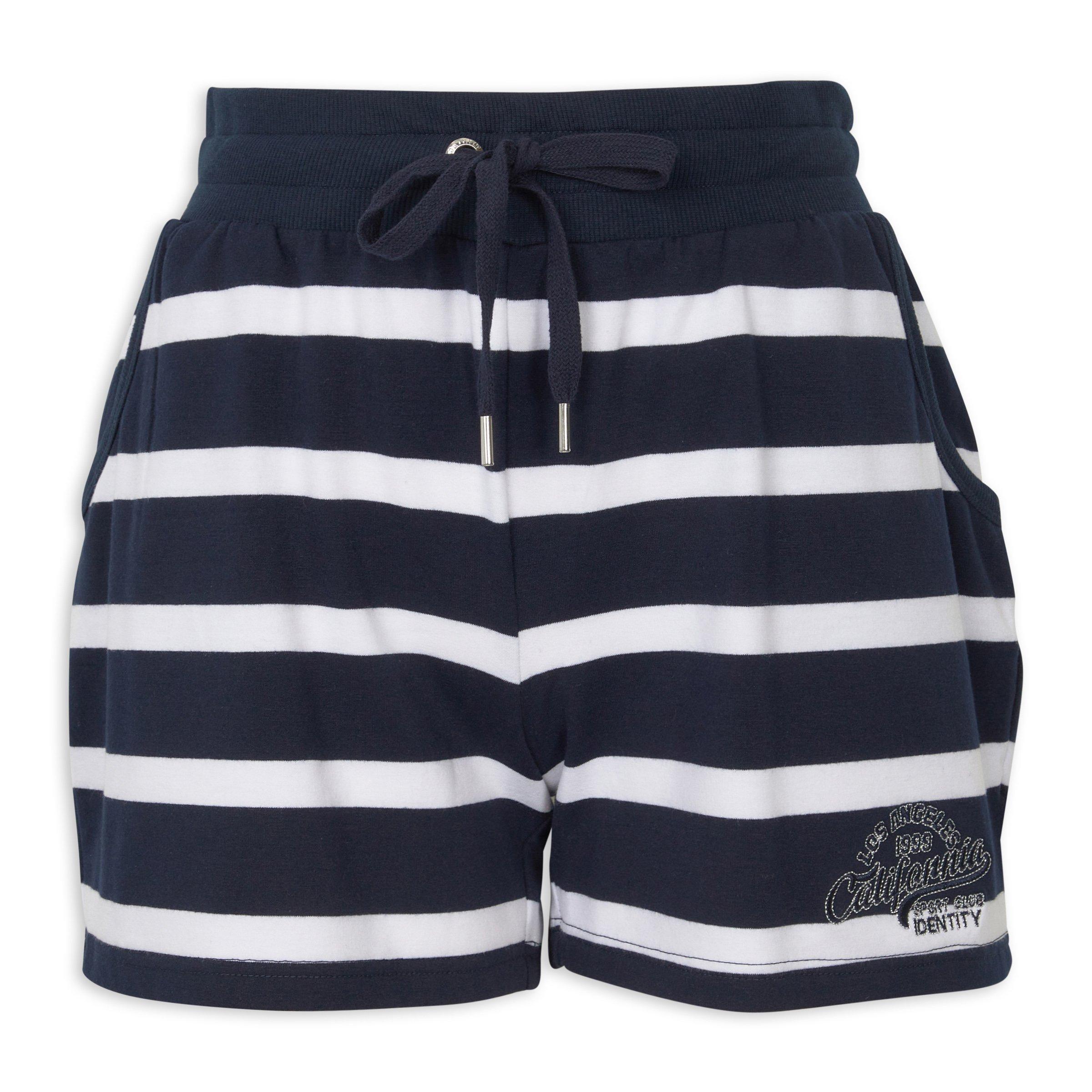 Navy and White Stripe Jogger Shorts (3223475) | Identity