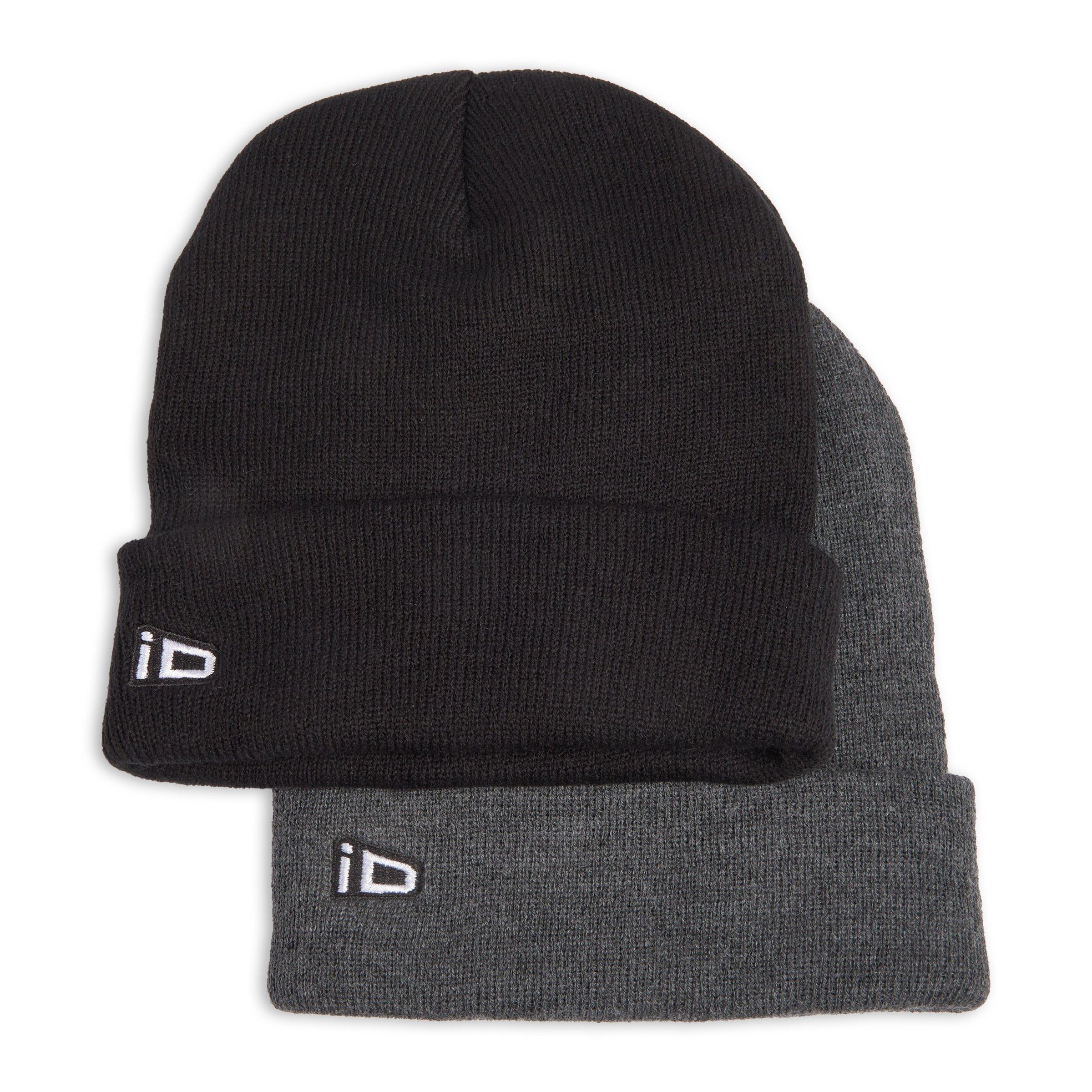 2-pack Black and Grey Beanie (3224163) | Identity
