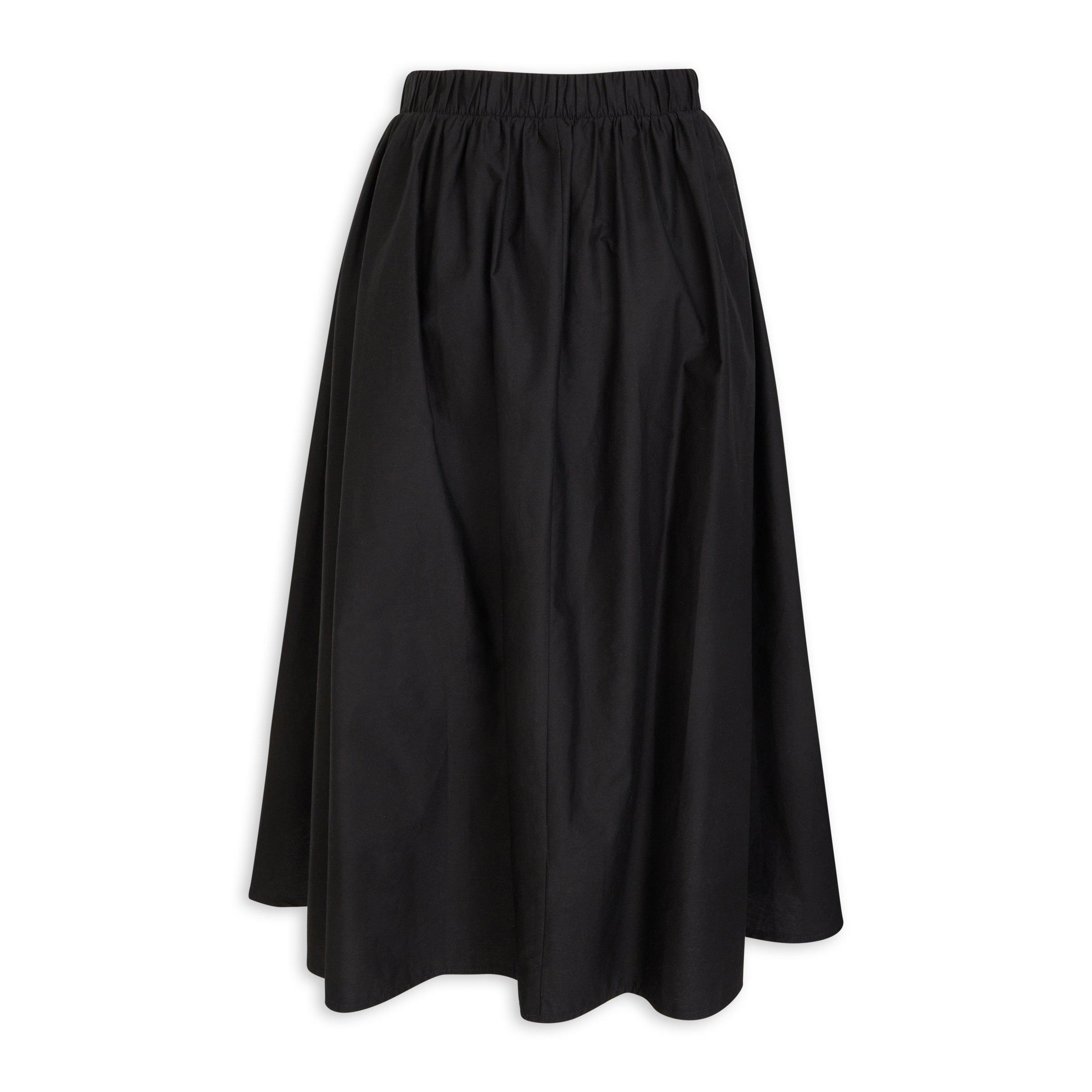 Black Poplin MIdi Skirt (3224777) | Identity