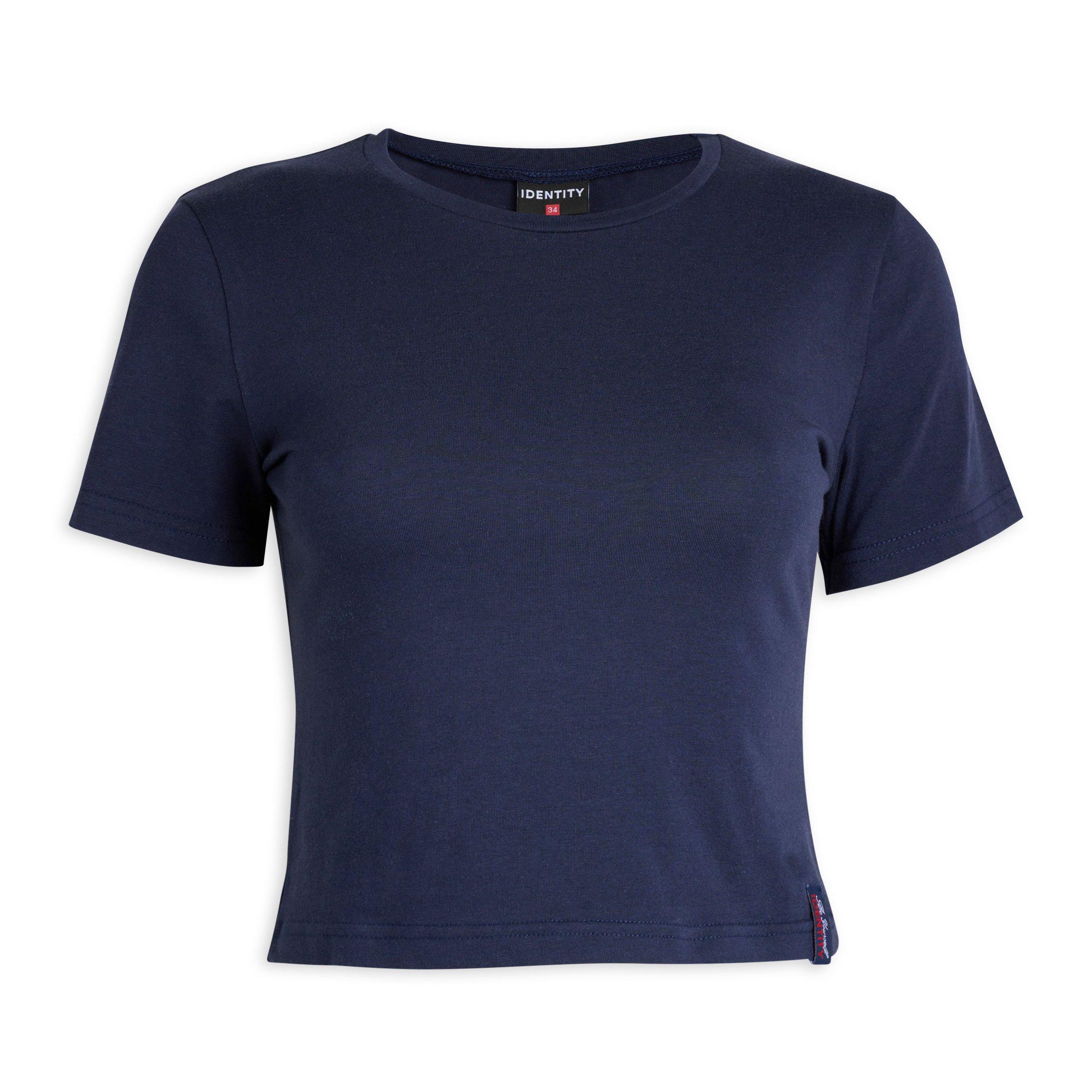 Navy Blue Cropped T-Shirt (3224809) | Identity