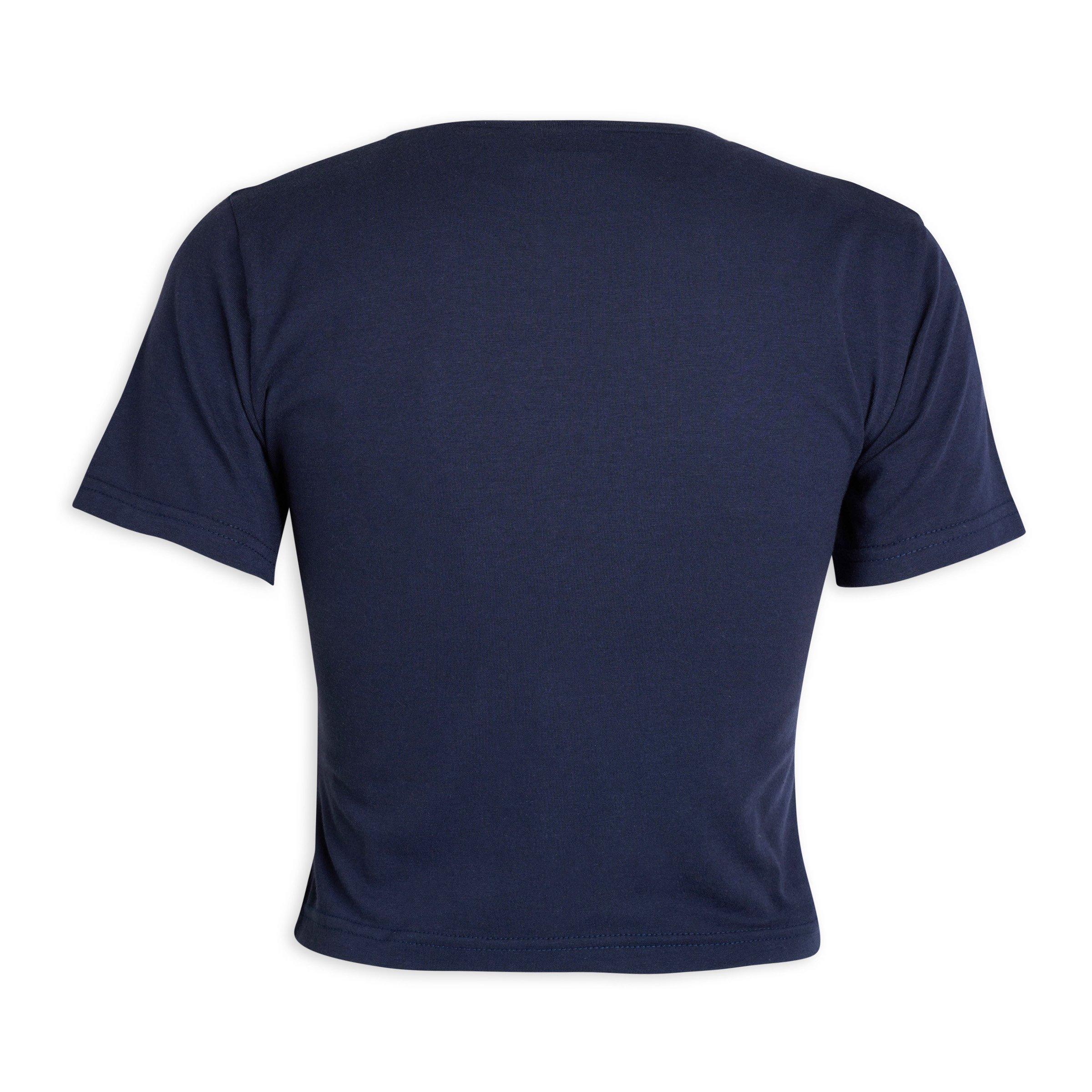Navy Blue Cropped T-Shirt (3224809) | Identity