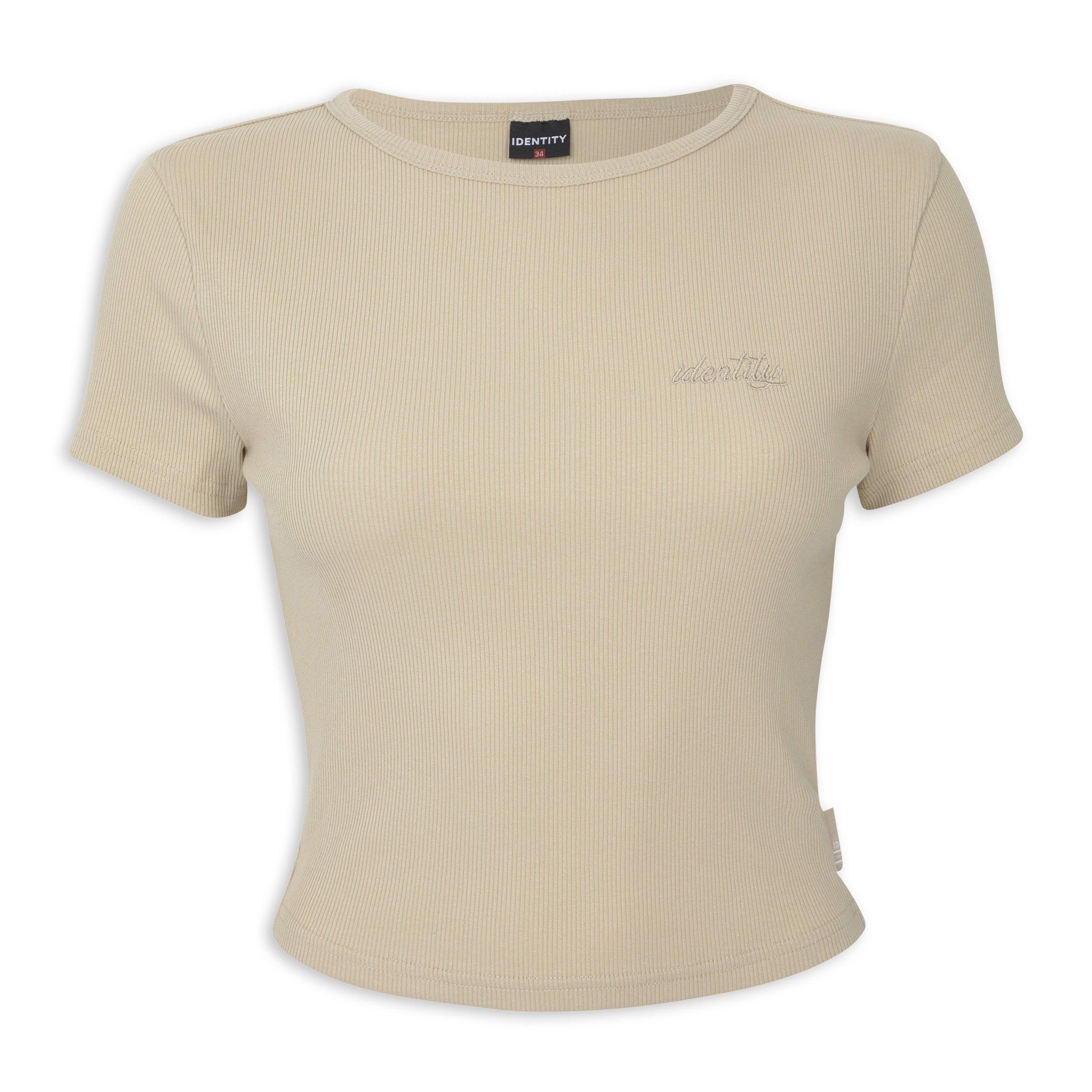 Beige Rib Cropped T-shirt (3224827) | Identity
