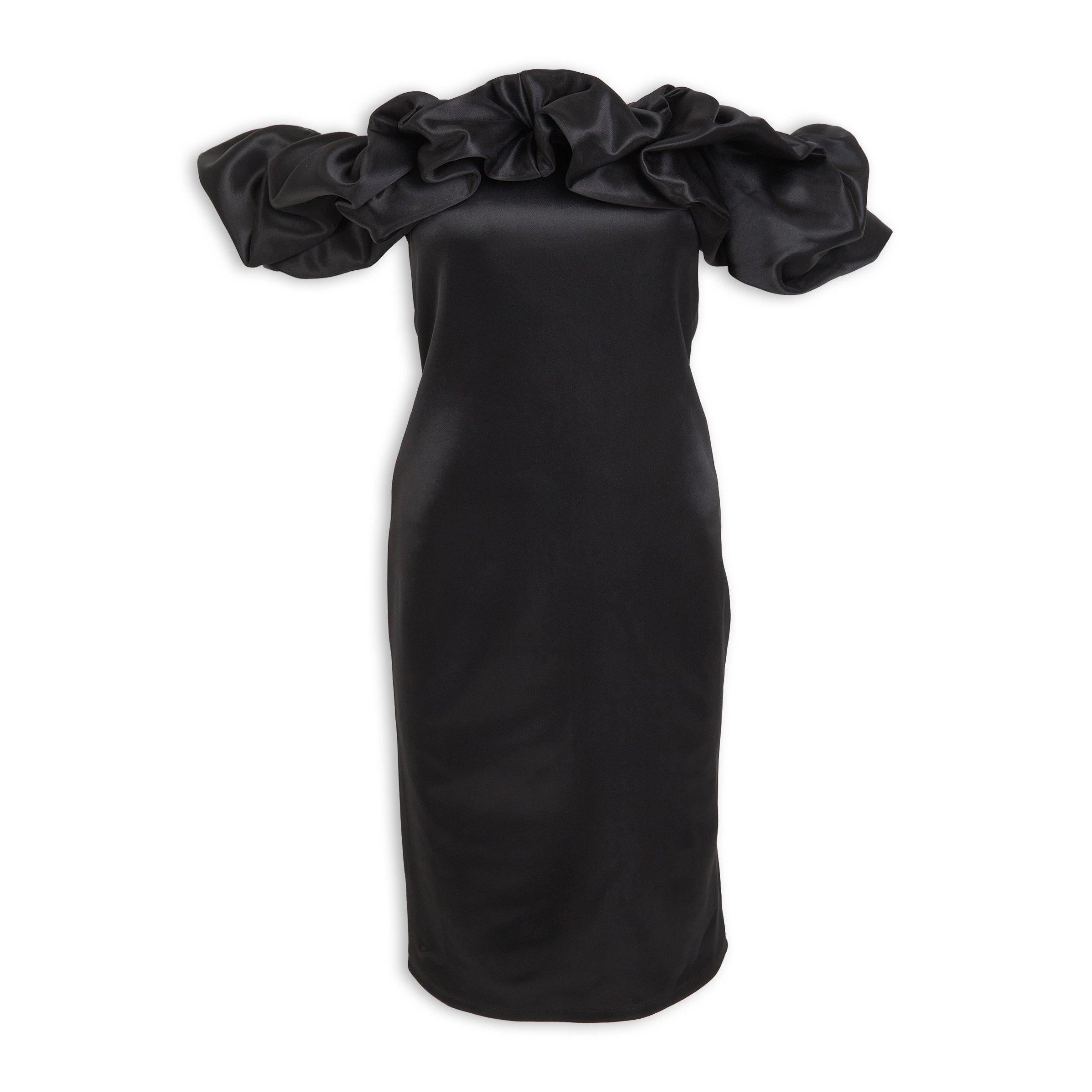 Black Sateen Bardot Midi Dress (3224854) | X&O Ladies