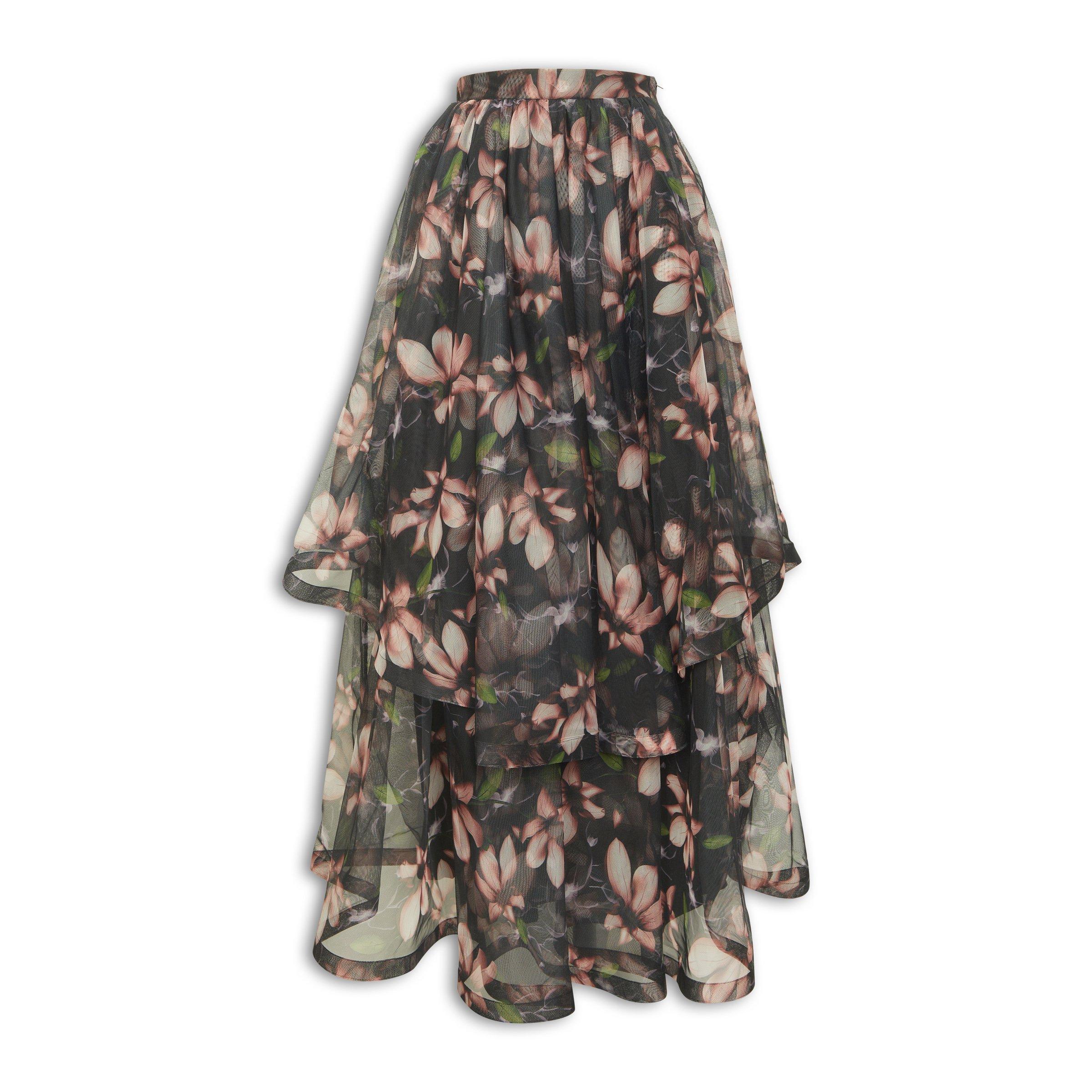 スカート SAYO NAGASE SPRING EVENING COLLAB SKIRT Black Floral Dance All Night Skirt (3224907) | Kameo