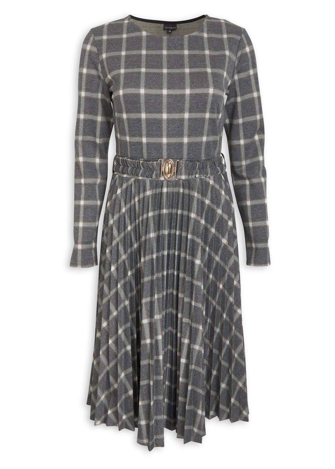 Grey Check Fit and Flare Dress (3225036) | Truworths