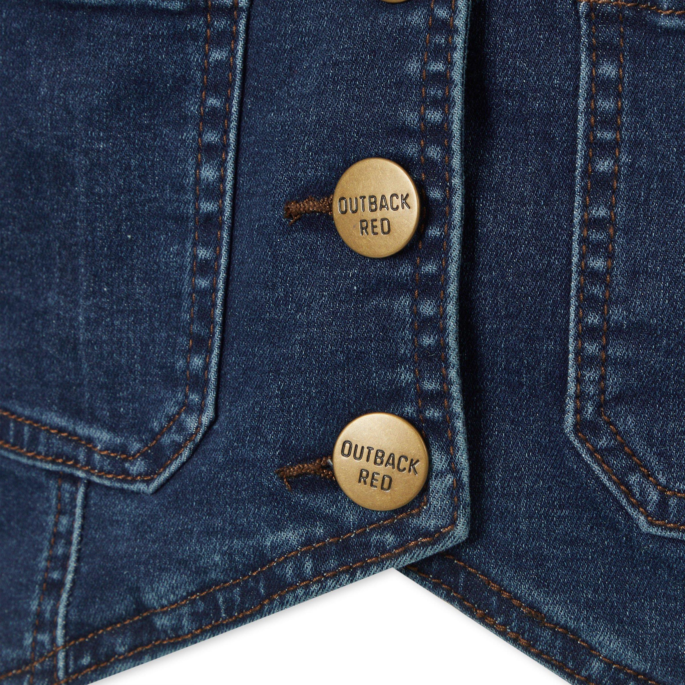 CLANE BACK CROSS DENIM BISTIER ② Denim Waistcoat with Gold Buttons (3225137) | OUTBACK RED