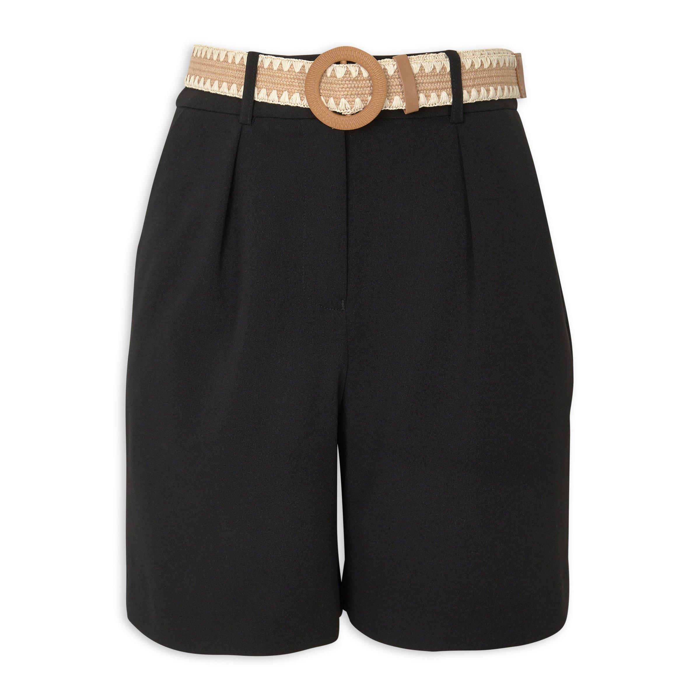 Black Belted Crepe Tailored Shorts (3225475) | Identity